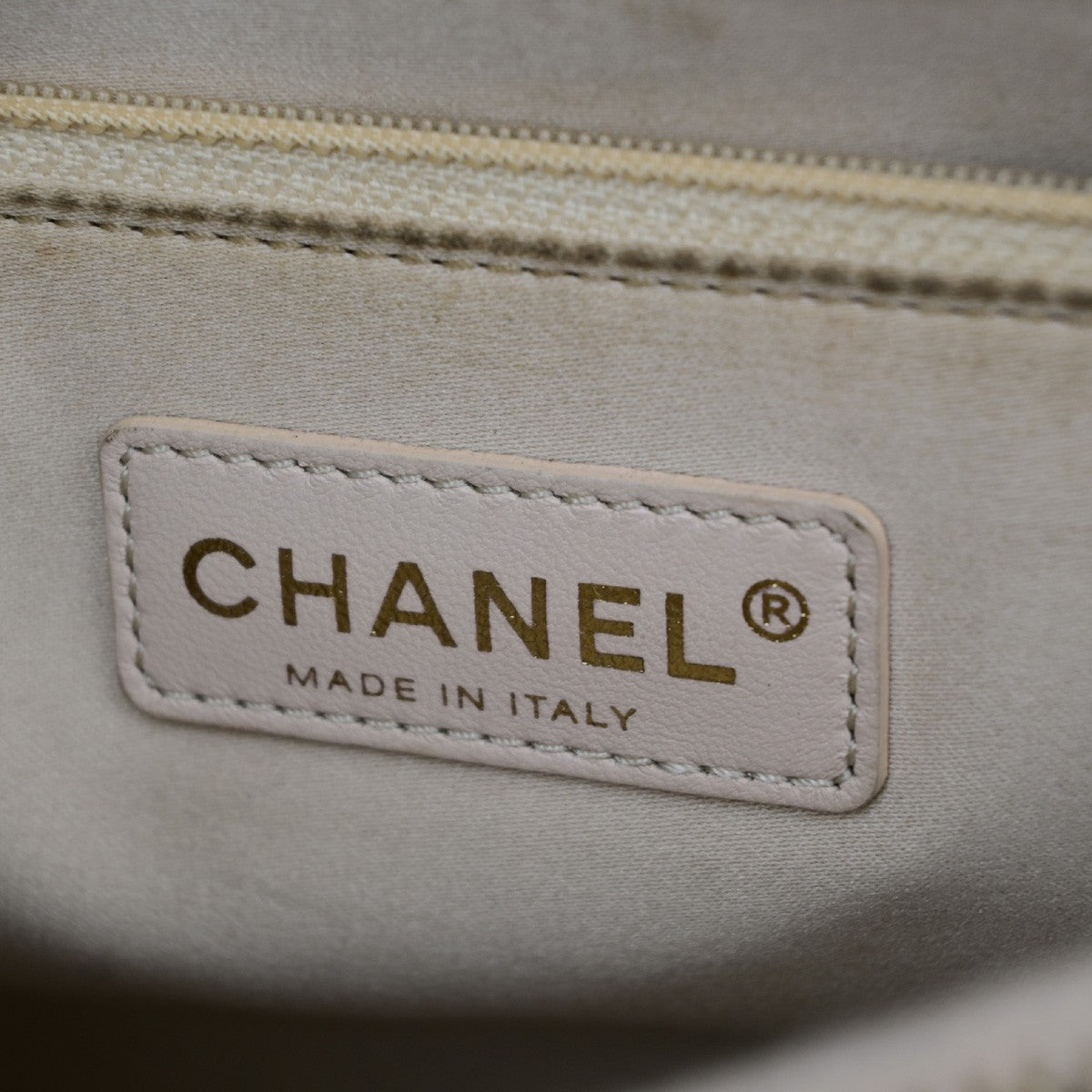 Chanel Grand Shopping Quilted Caviar Beige Leather Tote Bag Bag (Pre-Owned)