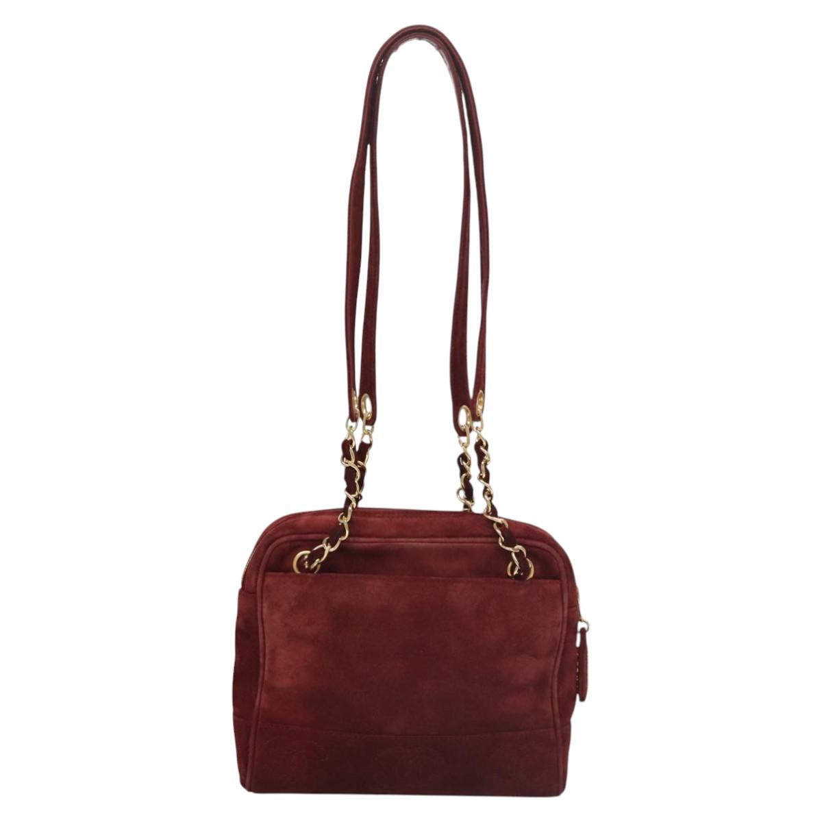 Chanel Triple Coco Red Suede Shoulder Bag (Pre-Owned)