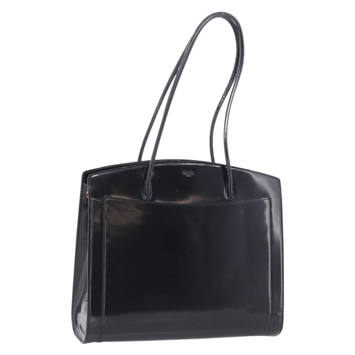 Celine Tote Leather Black Patent_Leather Tote Bag Bag (Pre-Owned)