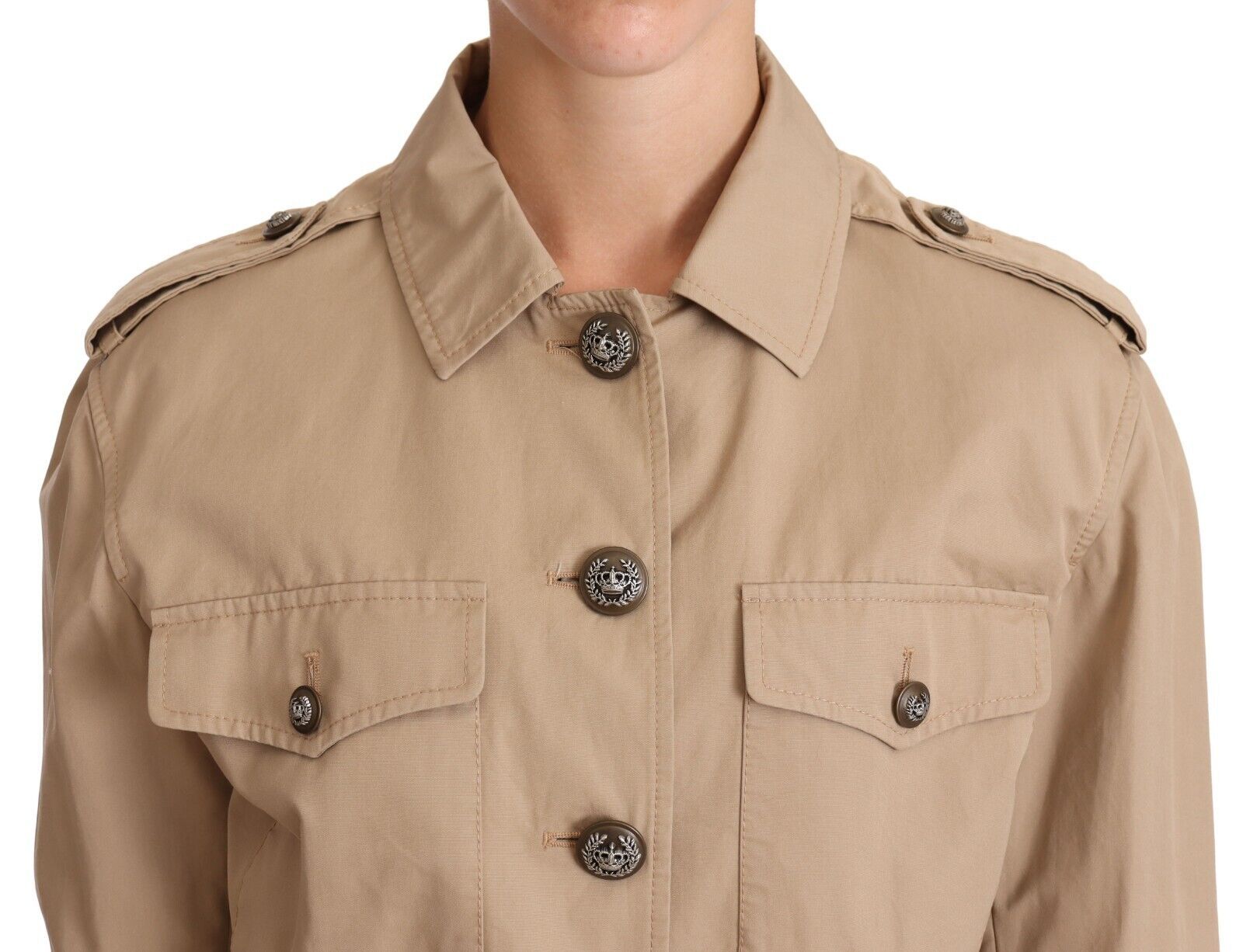 Dolce & Gabbana Elegant Cropped Cotton Jacket in Women's Beige