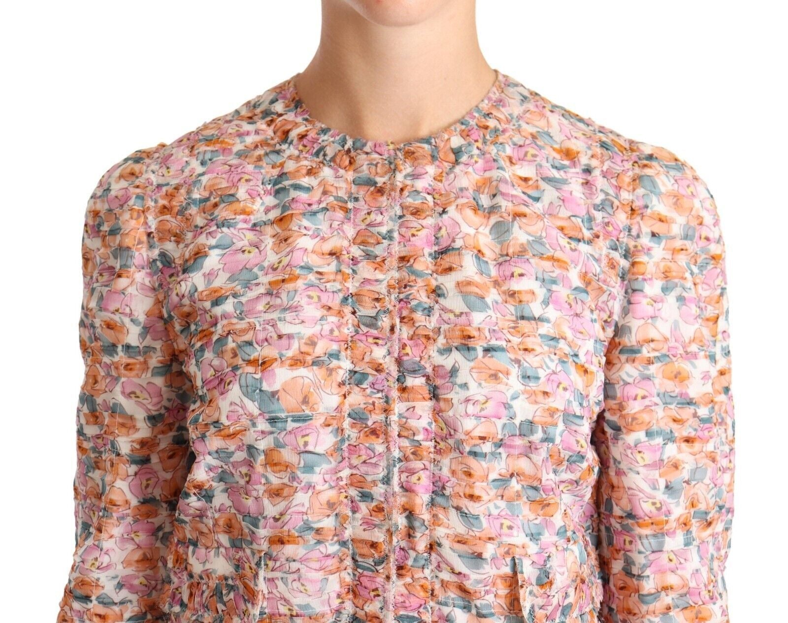 Dolce & Gabbana Multicolor Floral Print Silk Trench Coat Women's Jacket