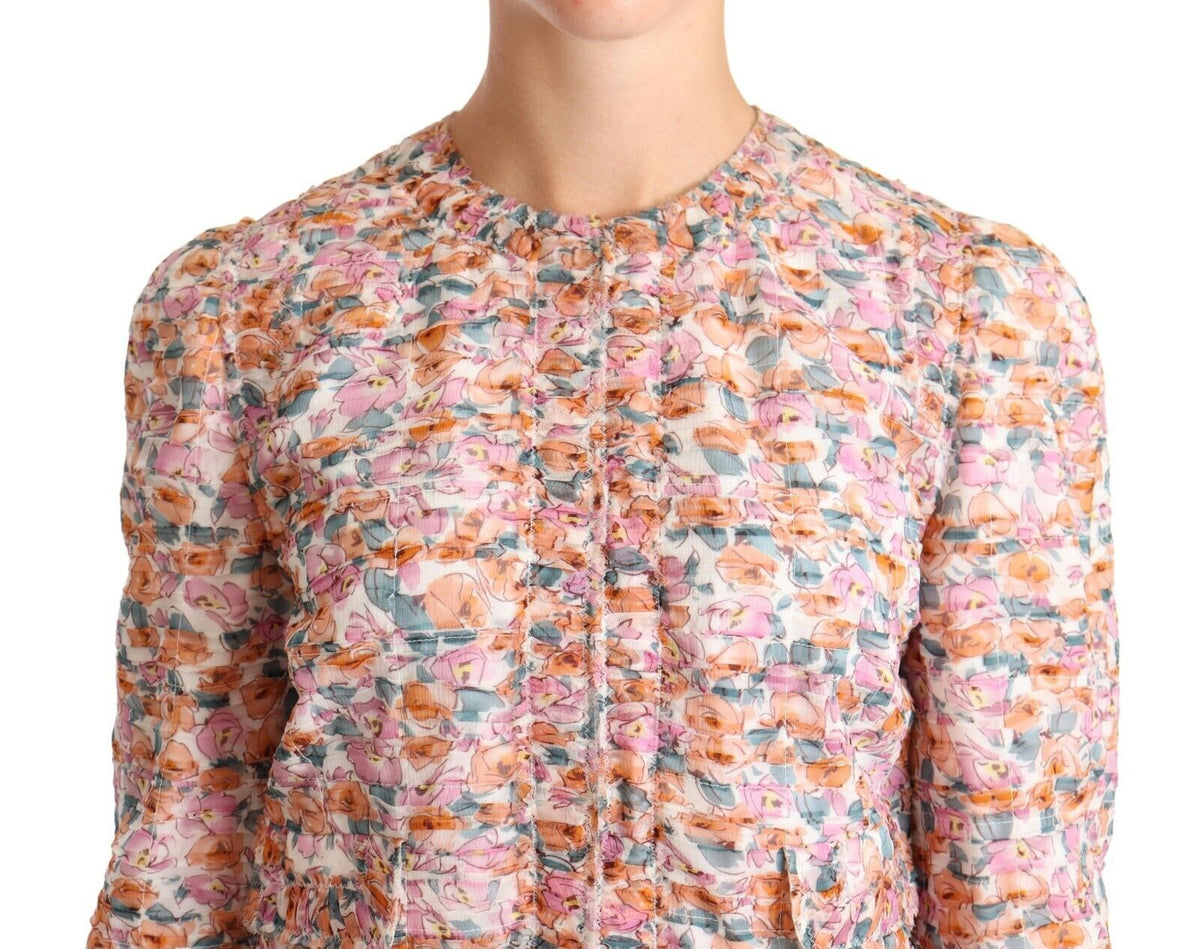 Dolce & Gabbana Multicolor Floral Print Silk Trench Coat Women's Jacket