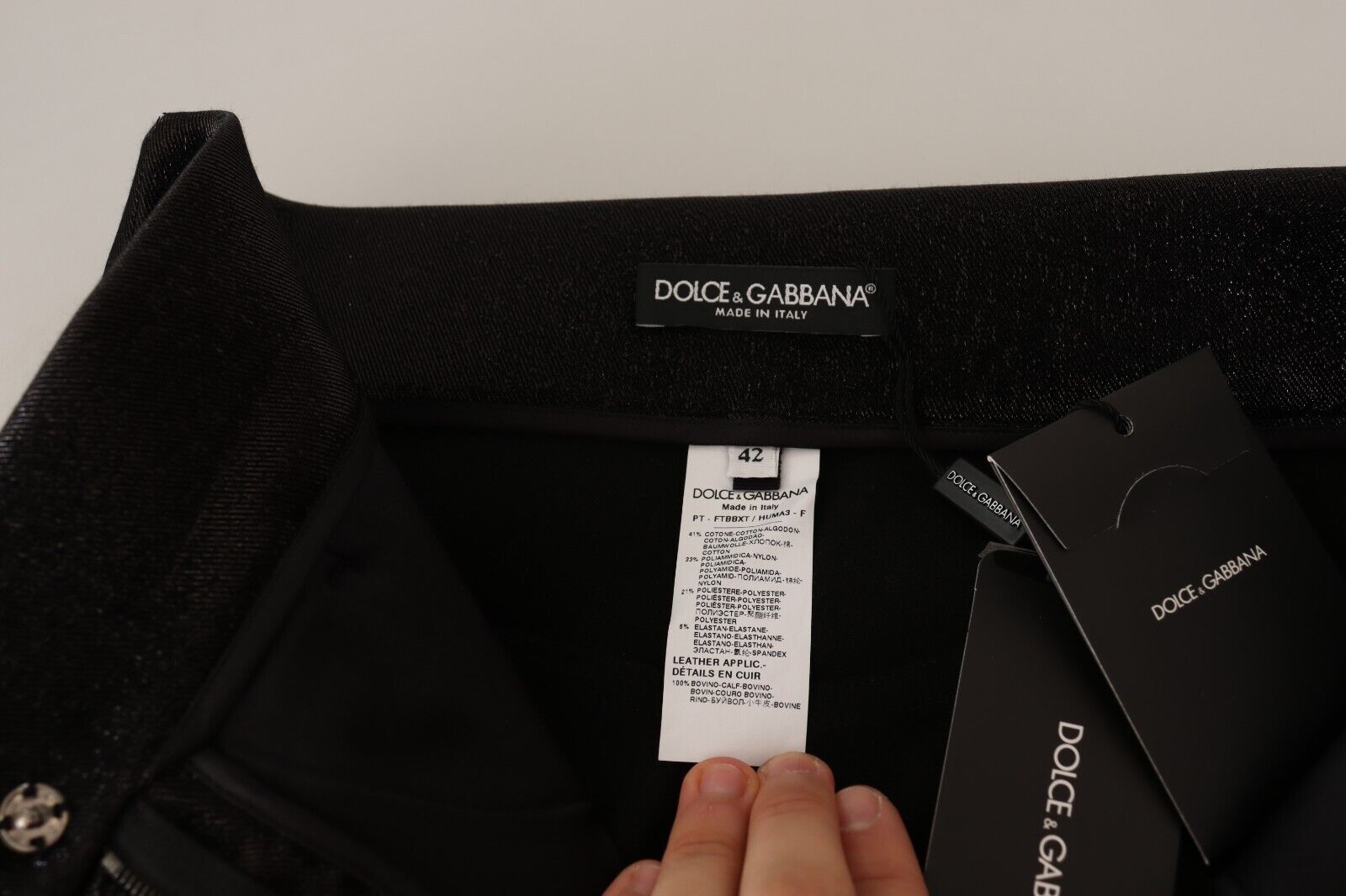 Dolce & Gabbana Black Silver Lurex Thread Cotton Stretch Women's Pants