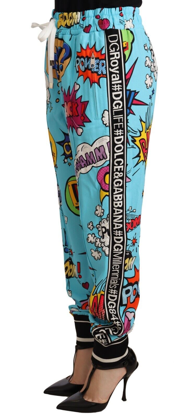 Dolce & Gabbana Chic Cartoon Print Knitted Jogger Women's Pants