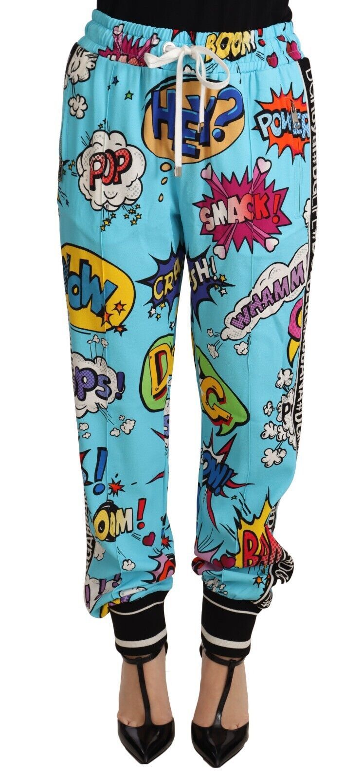 Dolce & Gabbana Chic Cartoon Print Knitted Jogger Women's Pants