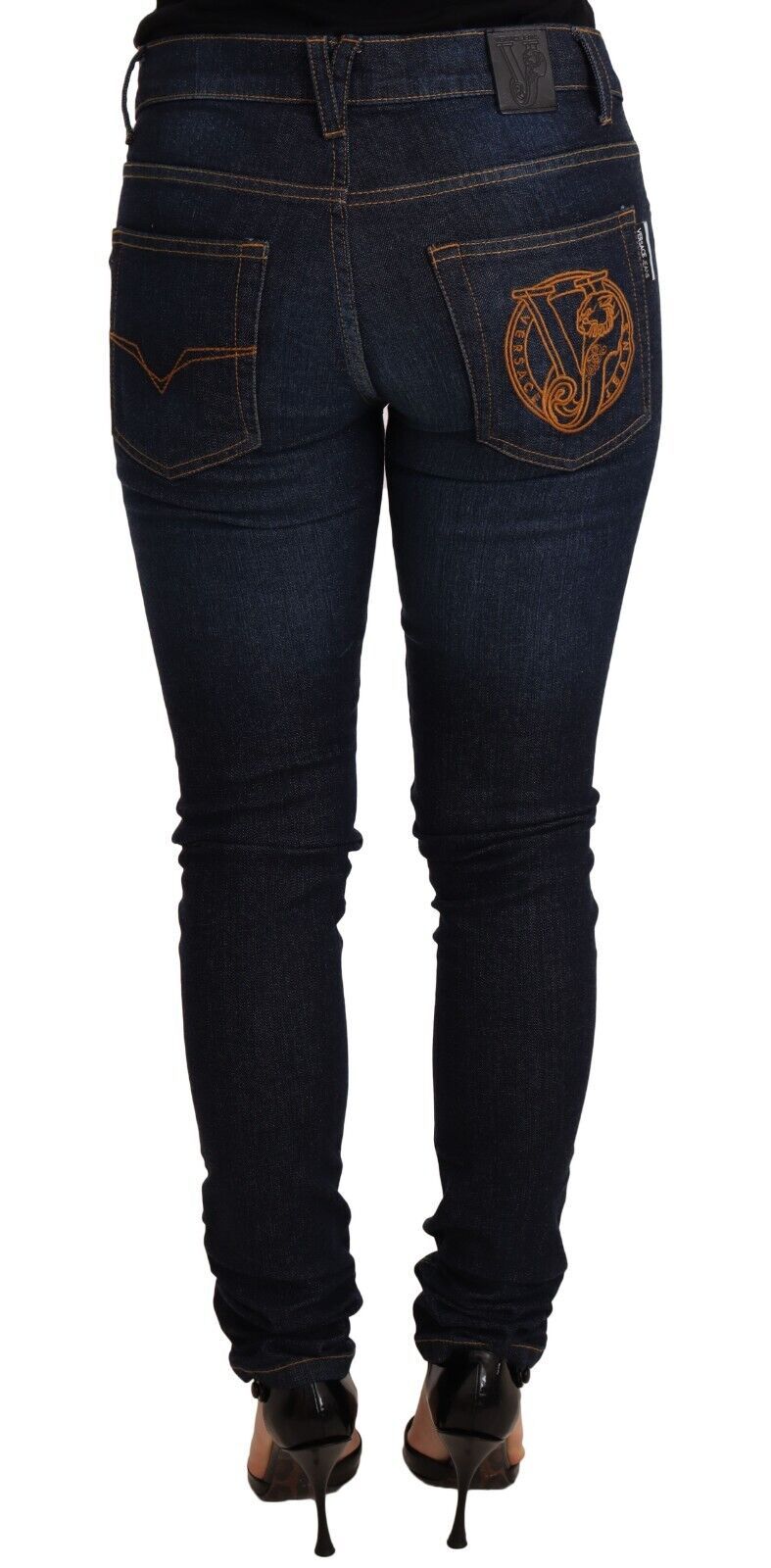 Versace Jeans Dark Blue Cotton Low Waist Skinny Denim Women's Jeans