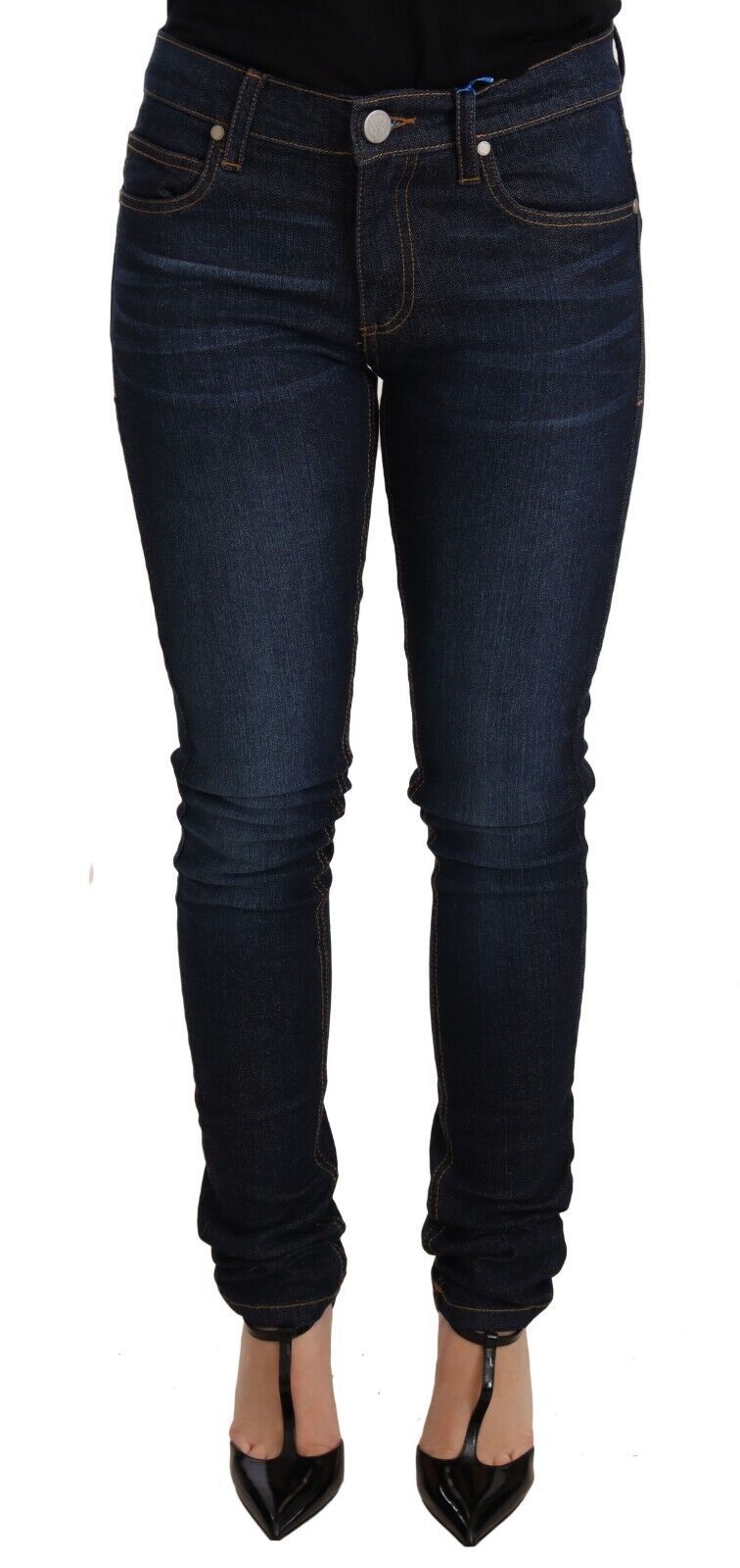 Versace Jeans Dark Blue Cotton Low Waist Skinny Denim Women's Jeans