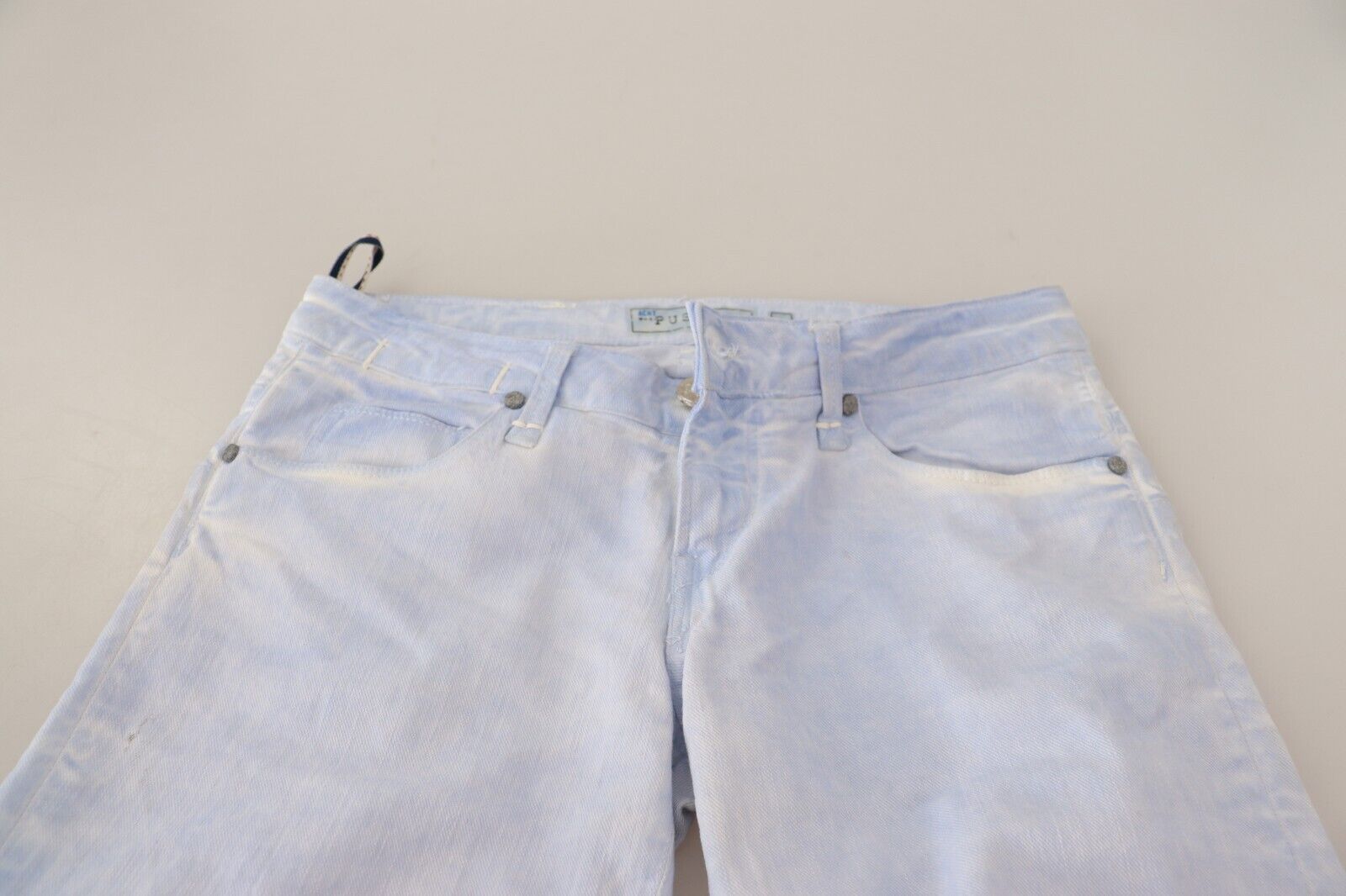 Acht Light Blue Cotton Folded Hem Denim Skinny Women Trouser Women's Jeans