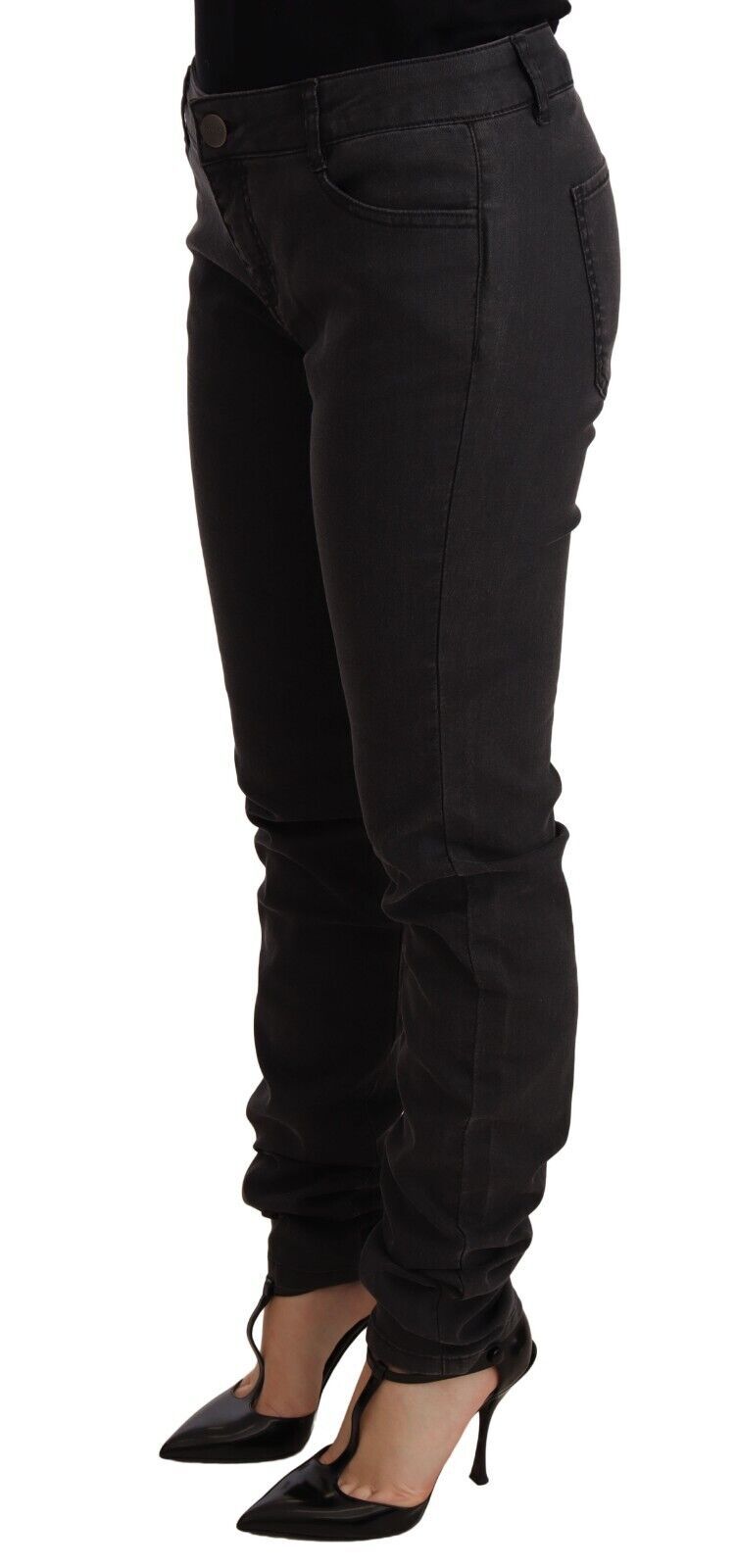 PINKO Black Cotton Stretch Skinny Mid Waist Women Denim Women's Jeans