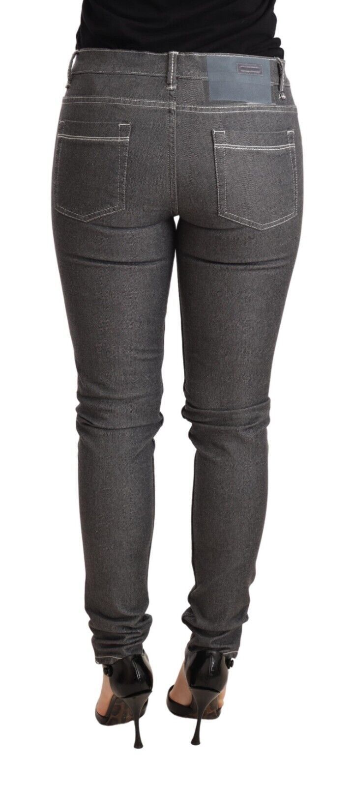 Acht Elegant Gray Mid Waist Skinny Women's Jeans