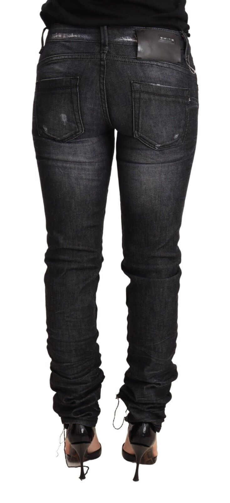 Acht Black Washed Cotton Low Waist Skinny Denim Trouser Women's Jeans
