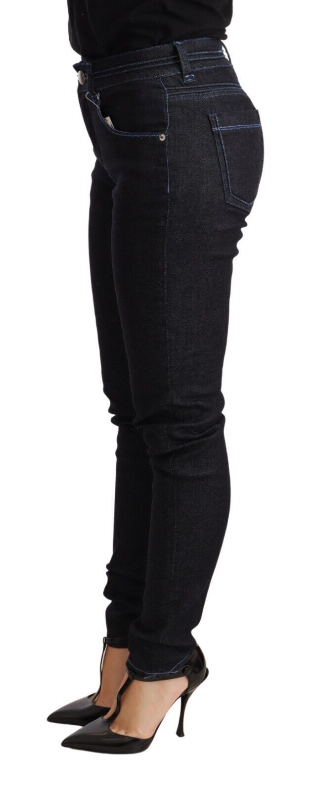 Acht Blue Cotton Low Waist Slim Fit Denim Women Trouser Women's Jeans