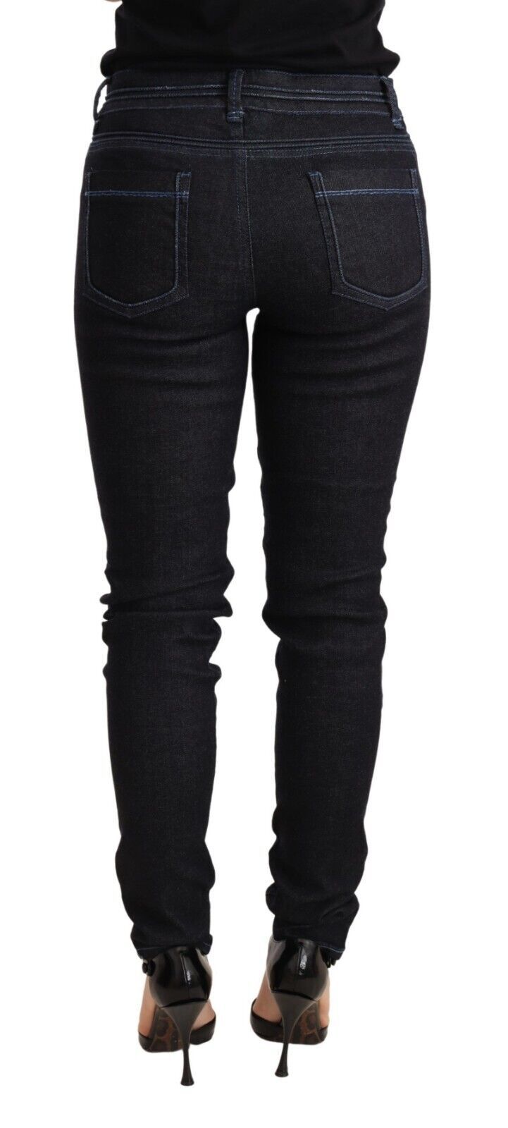 Acht Blue Cotton Low Waist Slim Fit Denim Women Trouser Women's Jeans