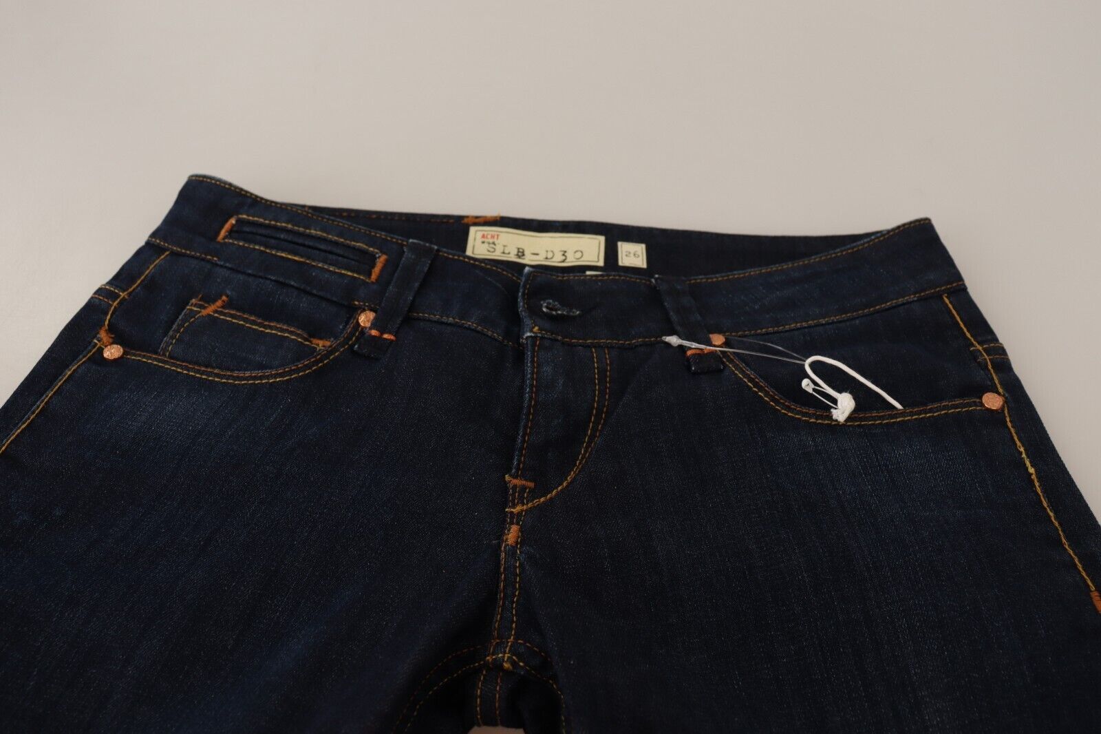 Acht Blue Washed Cotton Low Waist Skinny Denim Women Trouser Women's Jeans