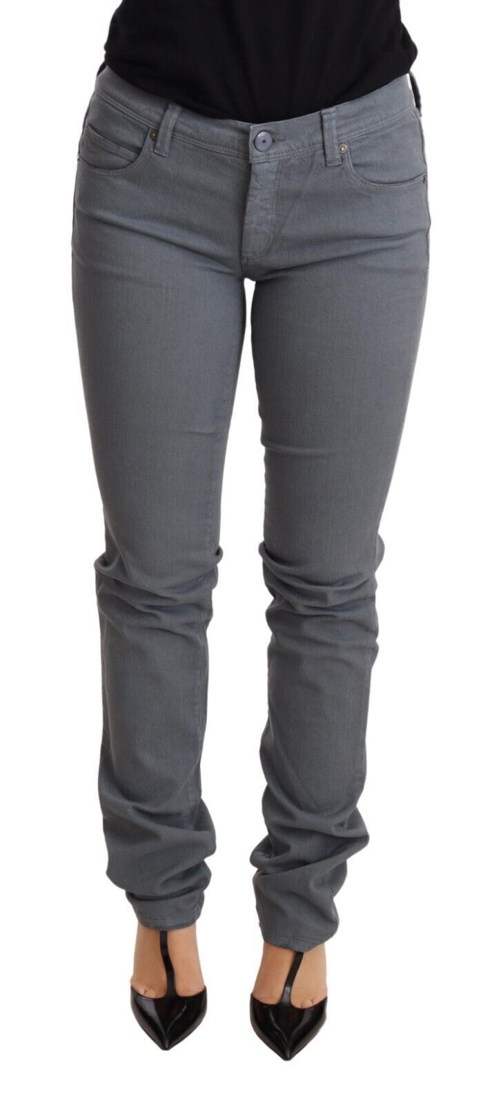 Ermanno Scervino Gray Low Waist Skinny Slim Trouser Cotton Women's Jeans
