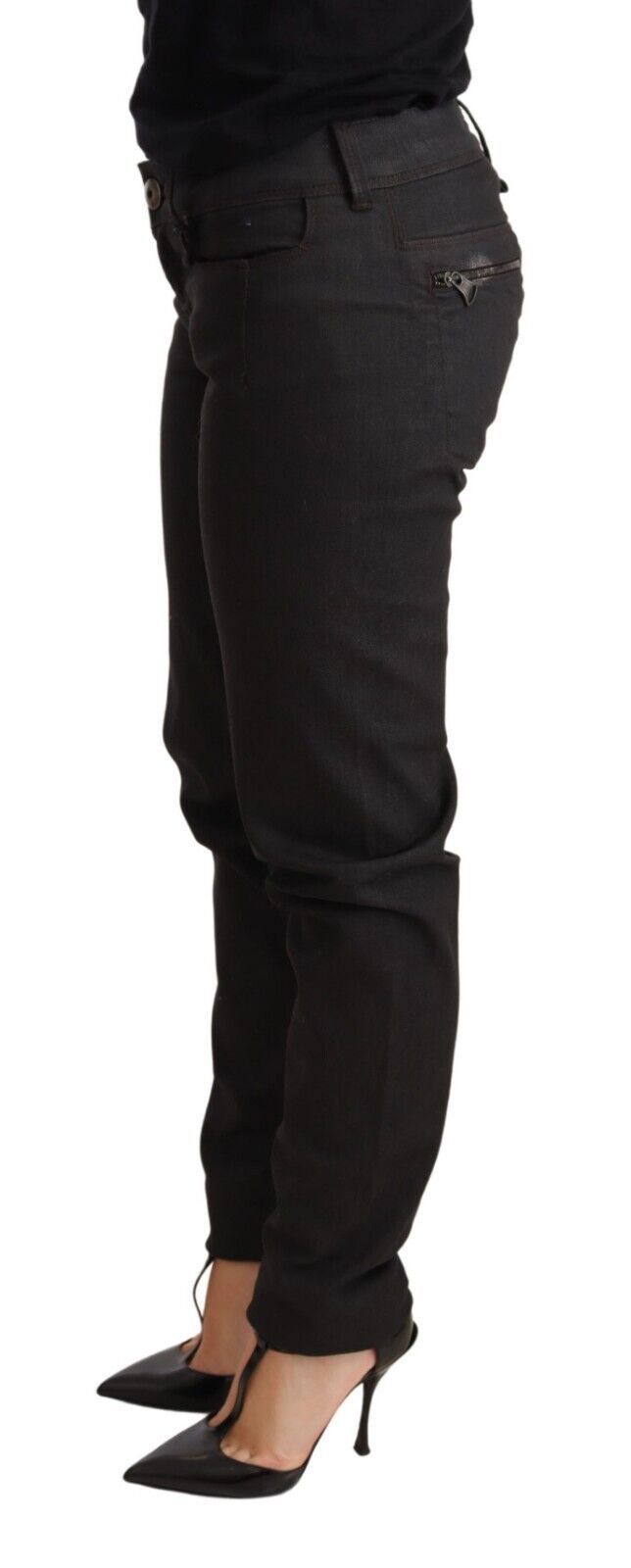 Ermanno Scervino Black Low Waist Skinny Slim Trouser Cotton Women's Jeans