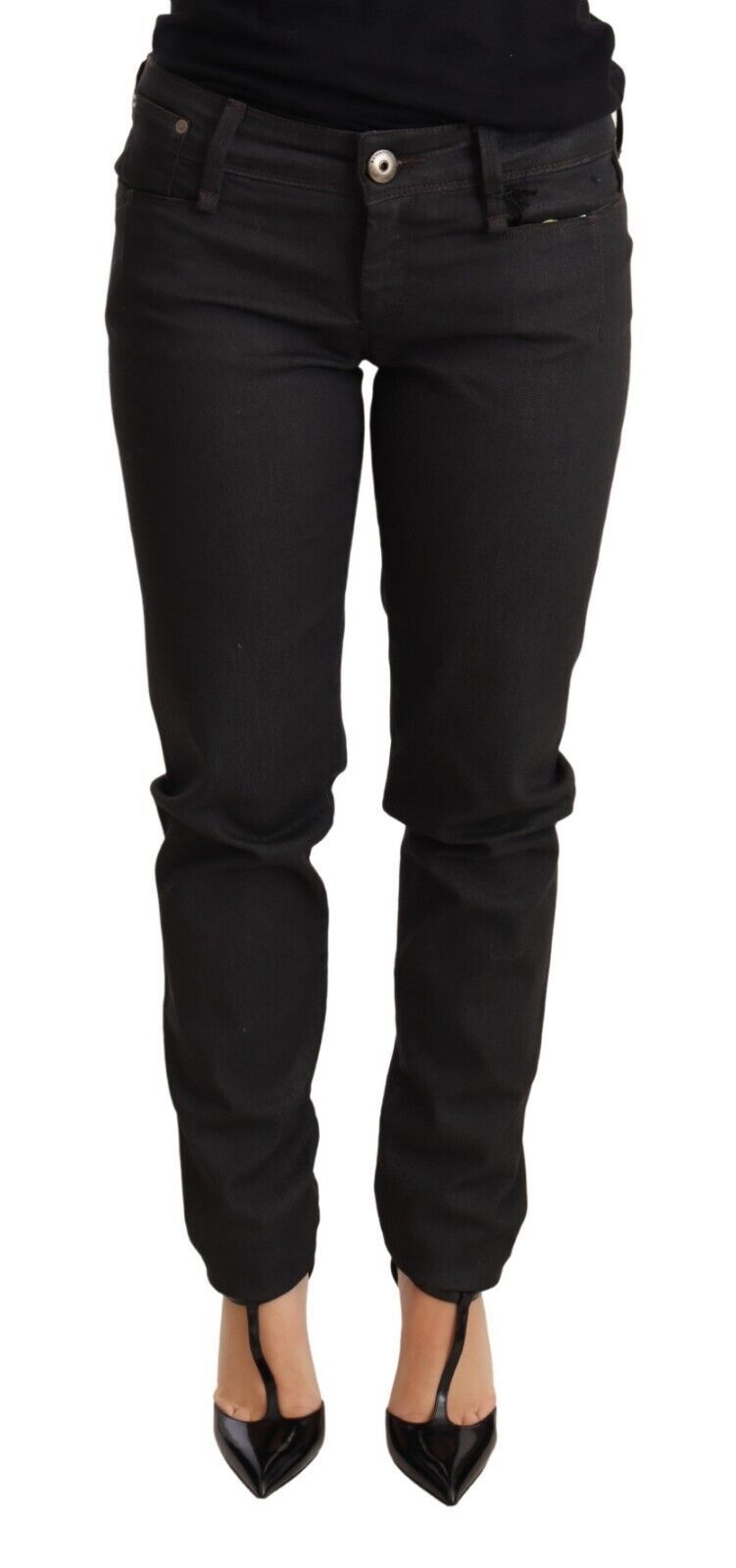 Ermanno Scervino Black Low Waist Skinny Slim Trouser Cotton Women's Jeans