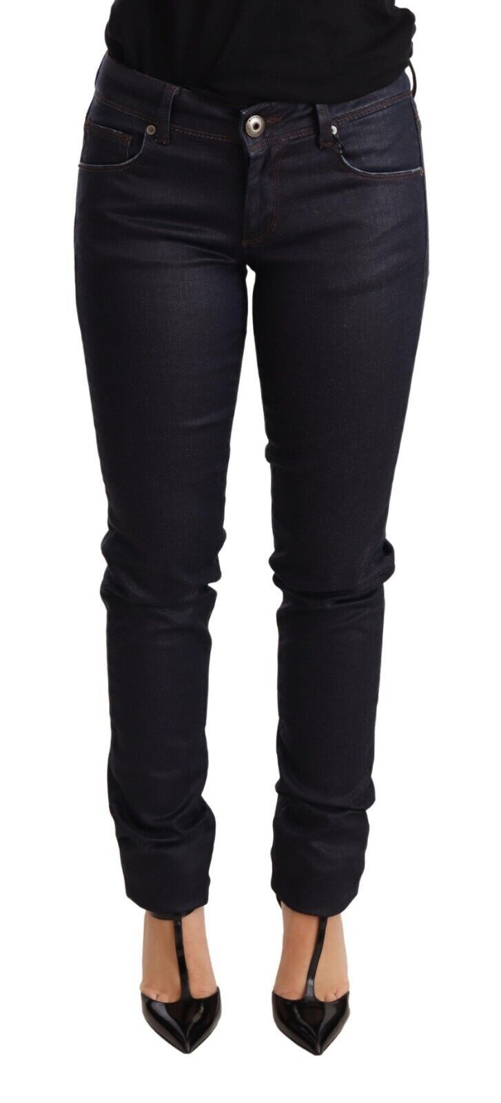 Ermanno Scervino Chic Dark Blue Low Waist Skinny Women's Jeans