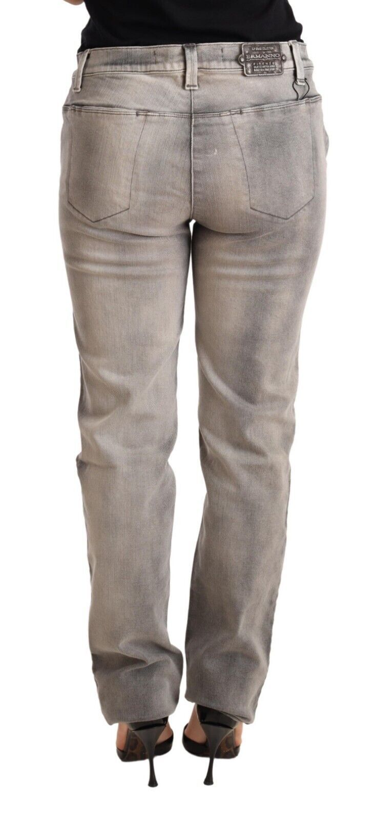 Ermanno Scervino Gray Washed Low Waist Skinny Trouser Cotton Women's Jeans