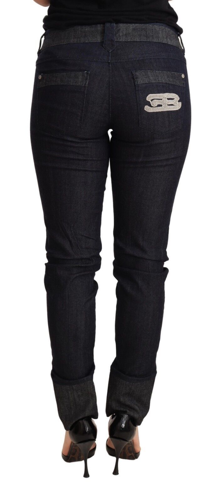 Ermanno Scervino Blue Skinny Folded Hem Denim Trouser Cotton Women's Jeans