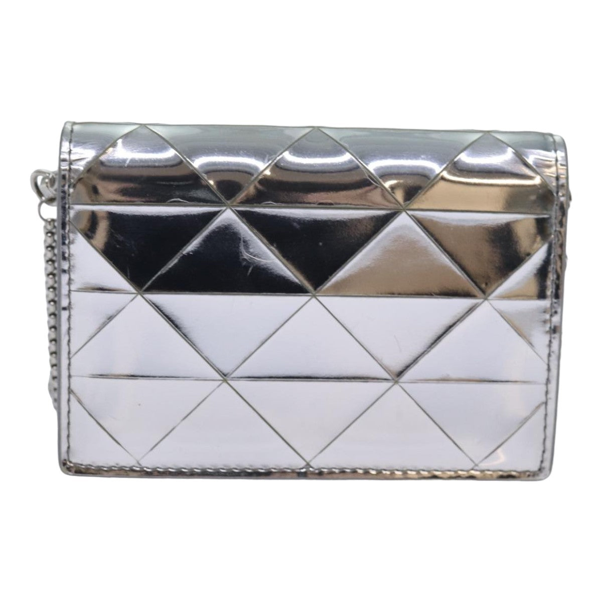 Prada Chain Embellished Leather Silver Leather Wallets Accessory (Pre-Owned)