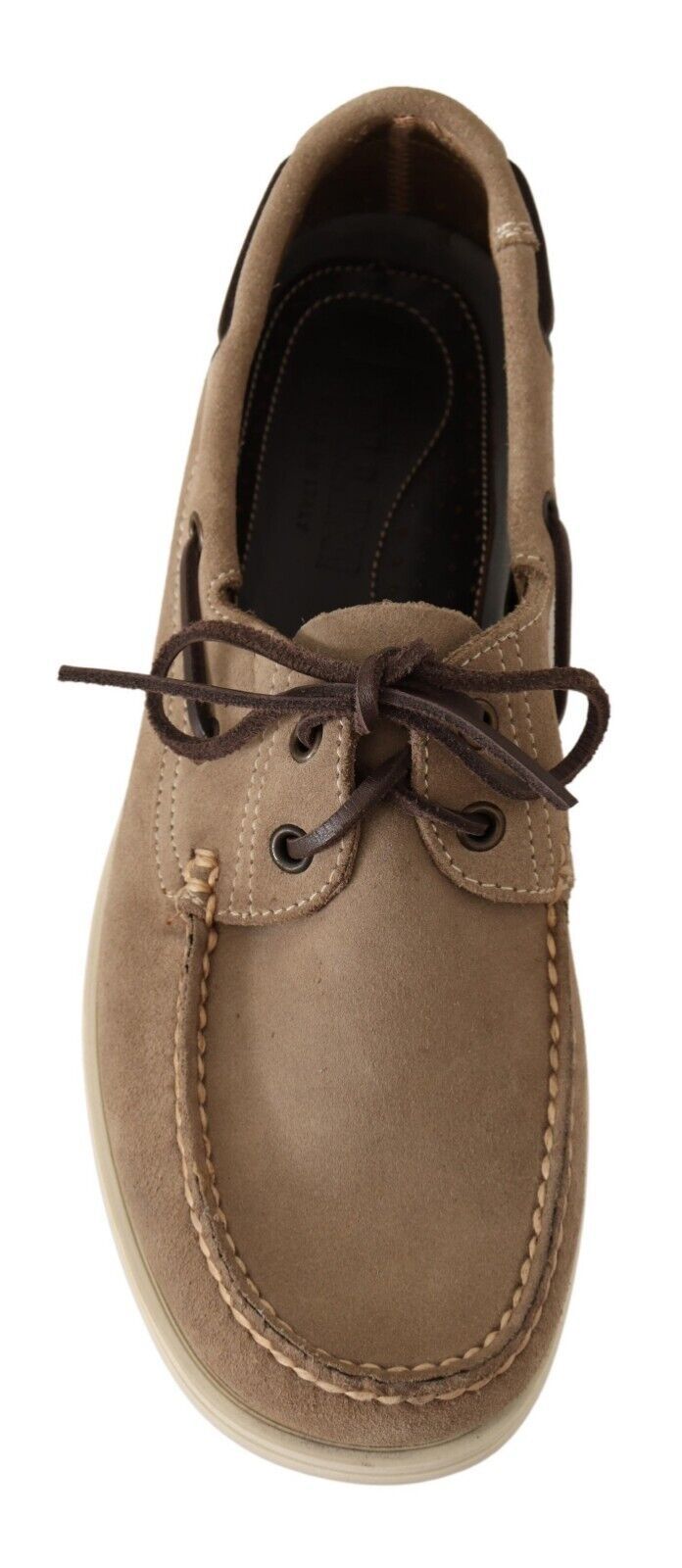 Pollini Beige Suede Low Top Mocassin Loafers Casual Men Men's Shoes