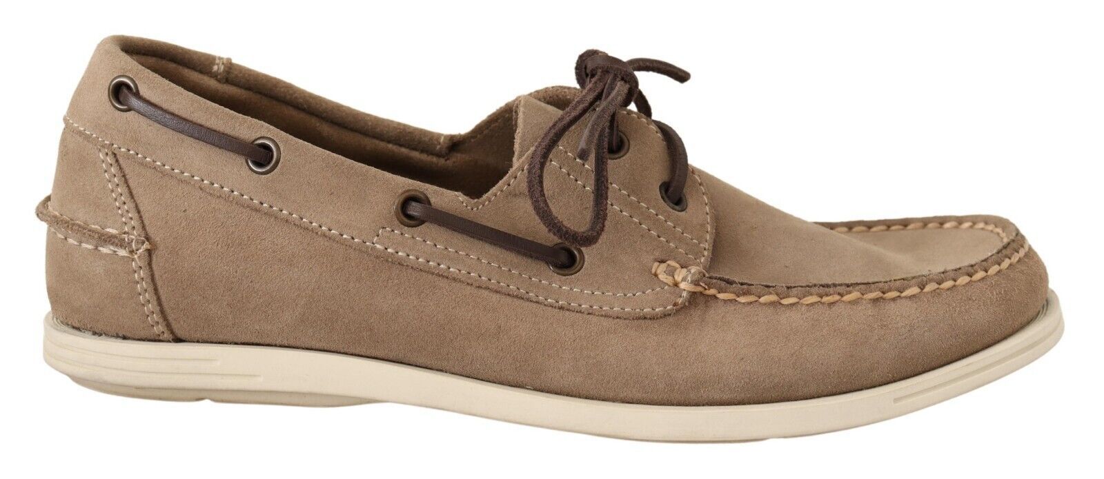 Pollini Beige Suede Low Top Mocassin Loafers Casual Men Men's Shoes