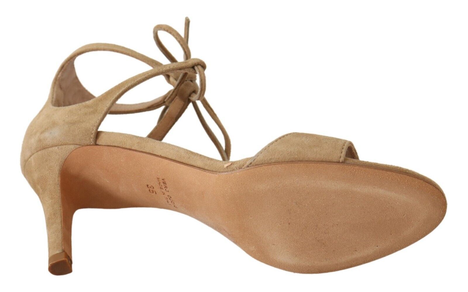 Maria Christina Elegant Beige Suede Ankle Strap Women's Heels