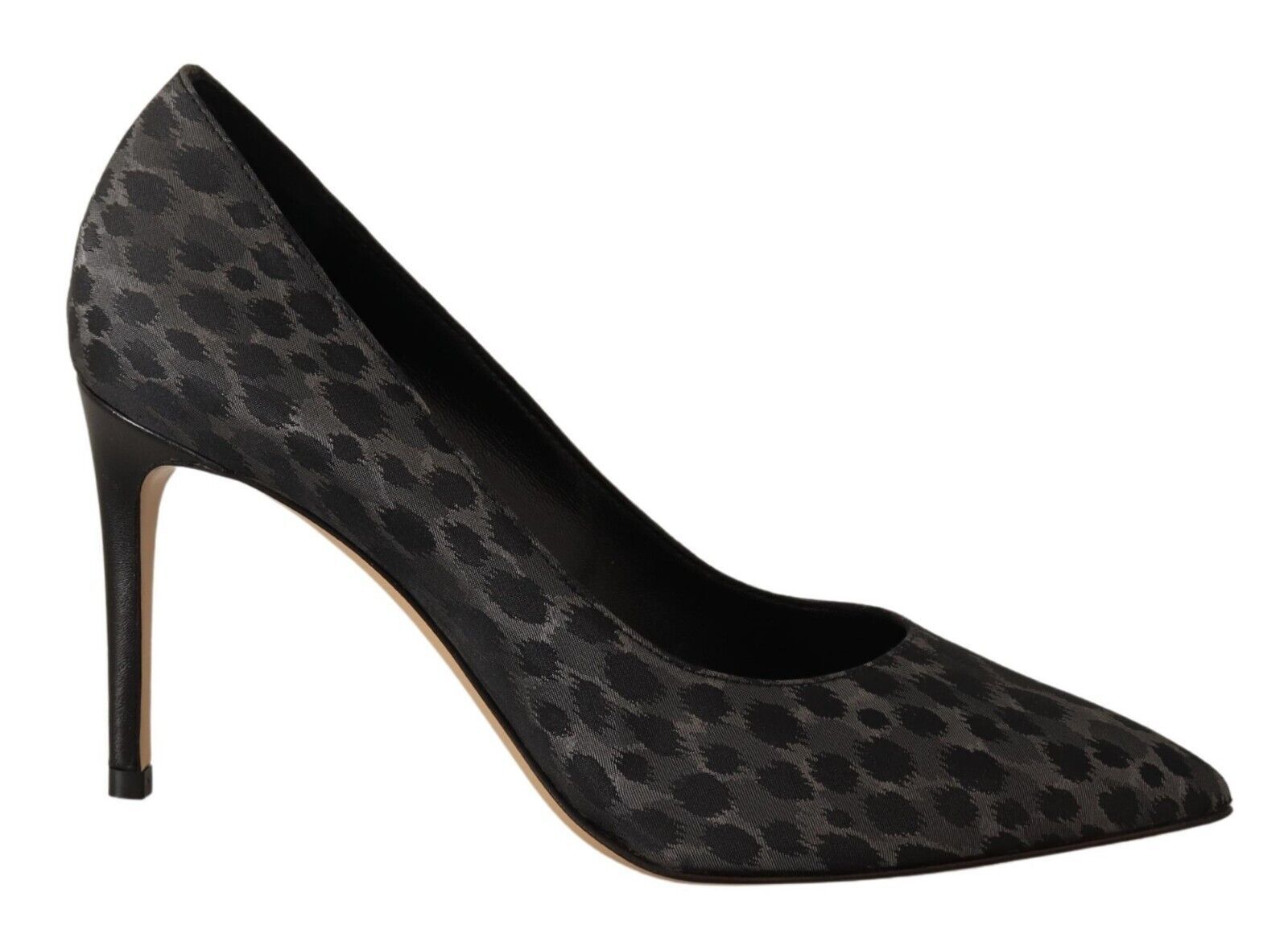 Sofia Black Leopard Leather Stiletto High Heels Pumps Women's Shoes