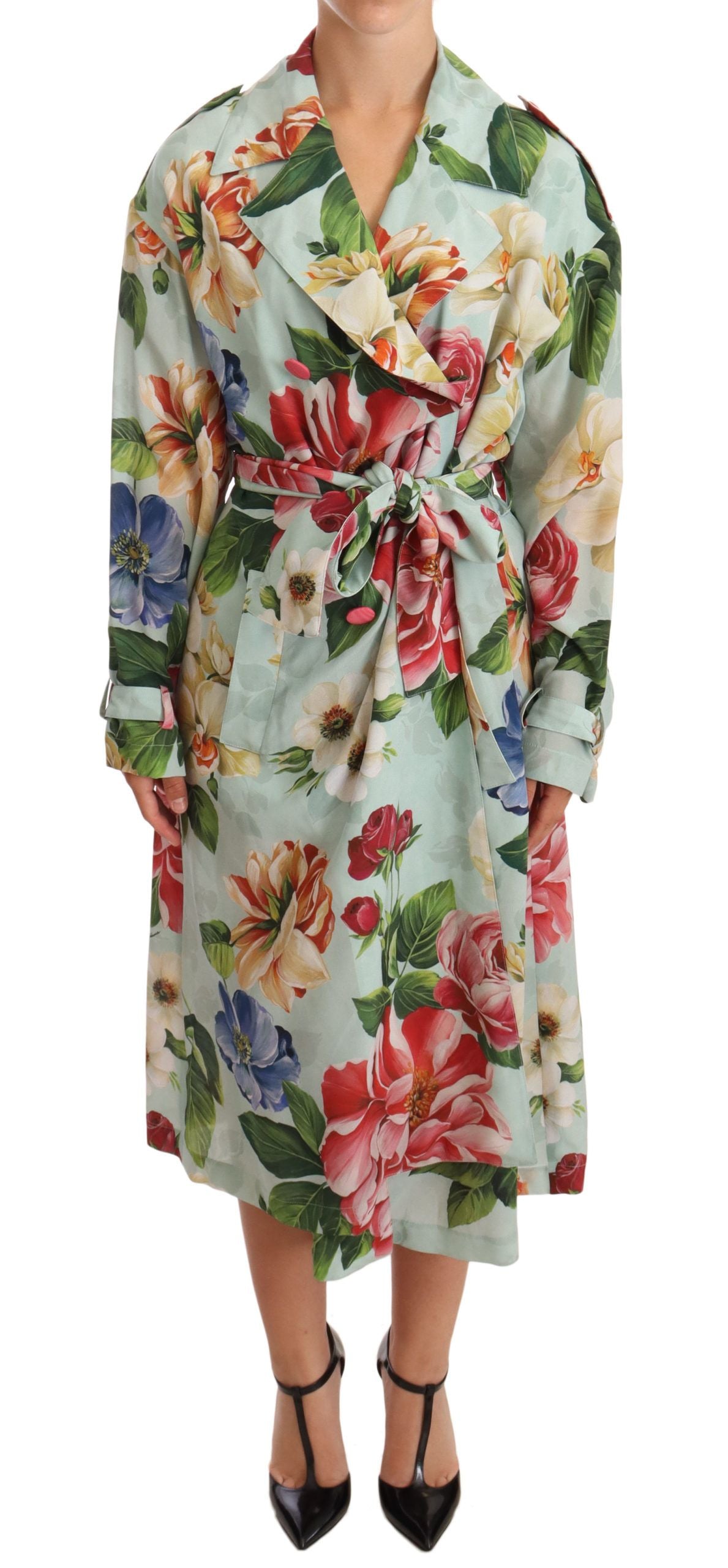 Dolce & Gabbana Elegant Floral Silk Trench Women's Coat