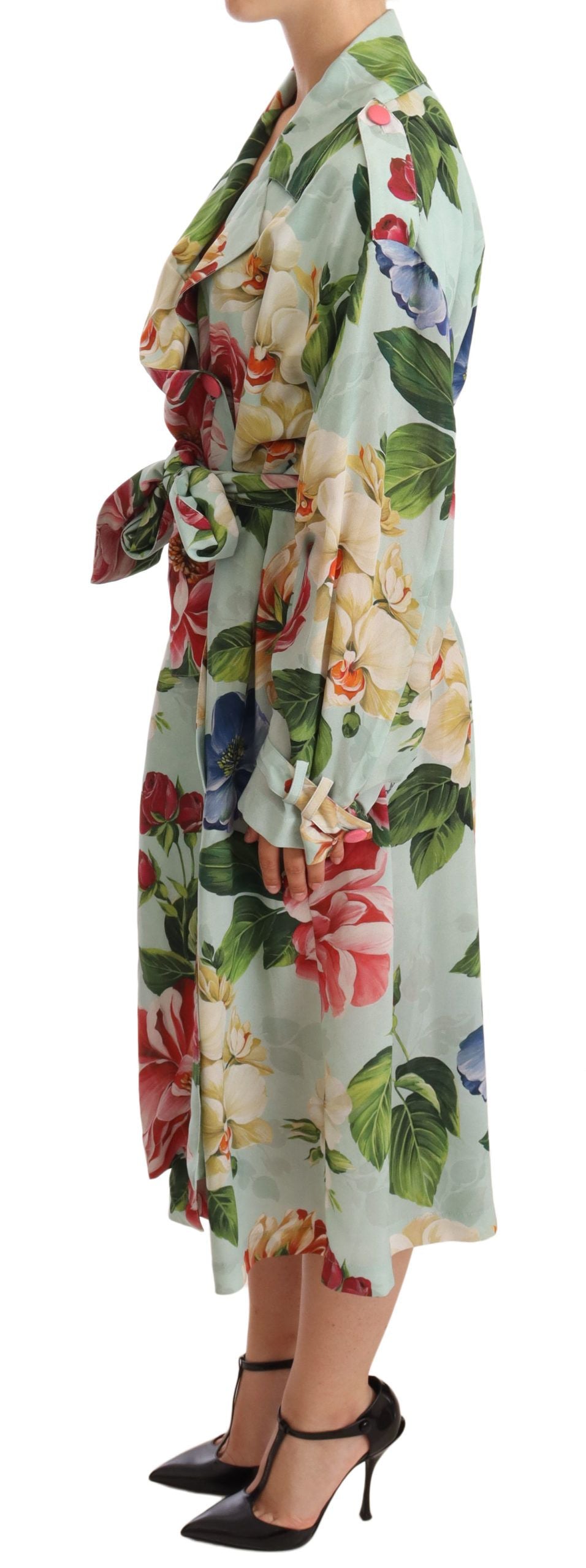 Dolce & Gabbana Elegant Floral Silk Trench Women's Coat