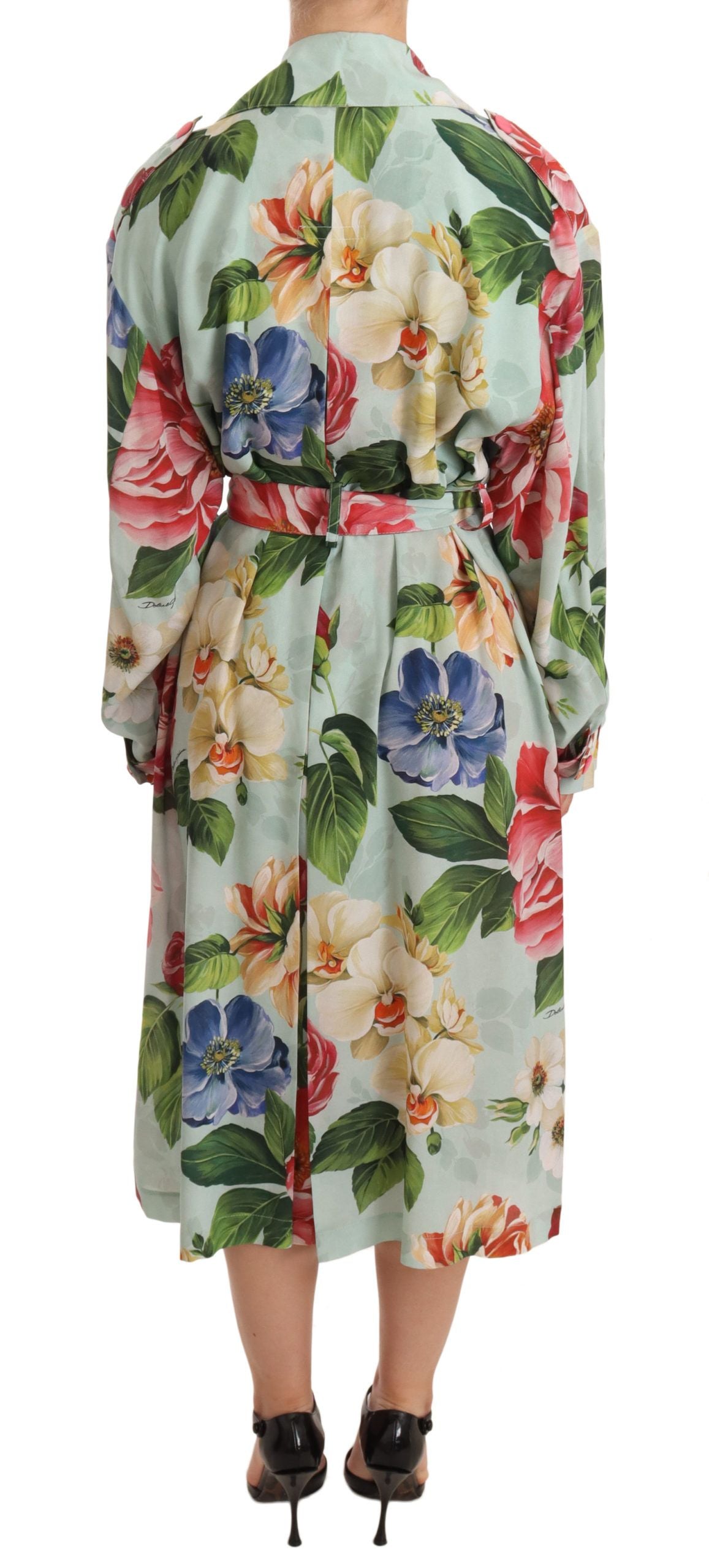 Dolce & Gabbana Elegant Floral Silk Trench Women's Coat