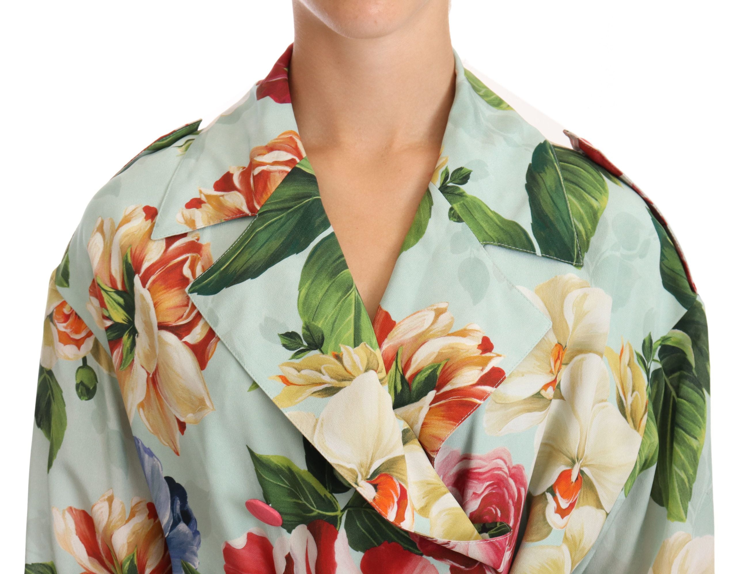 Dolce & Gabbana Elegant Floral Silk Trench Women's Coat