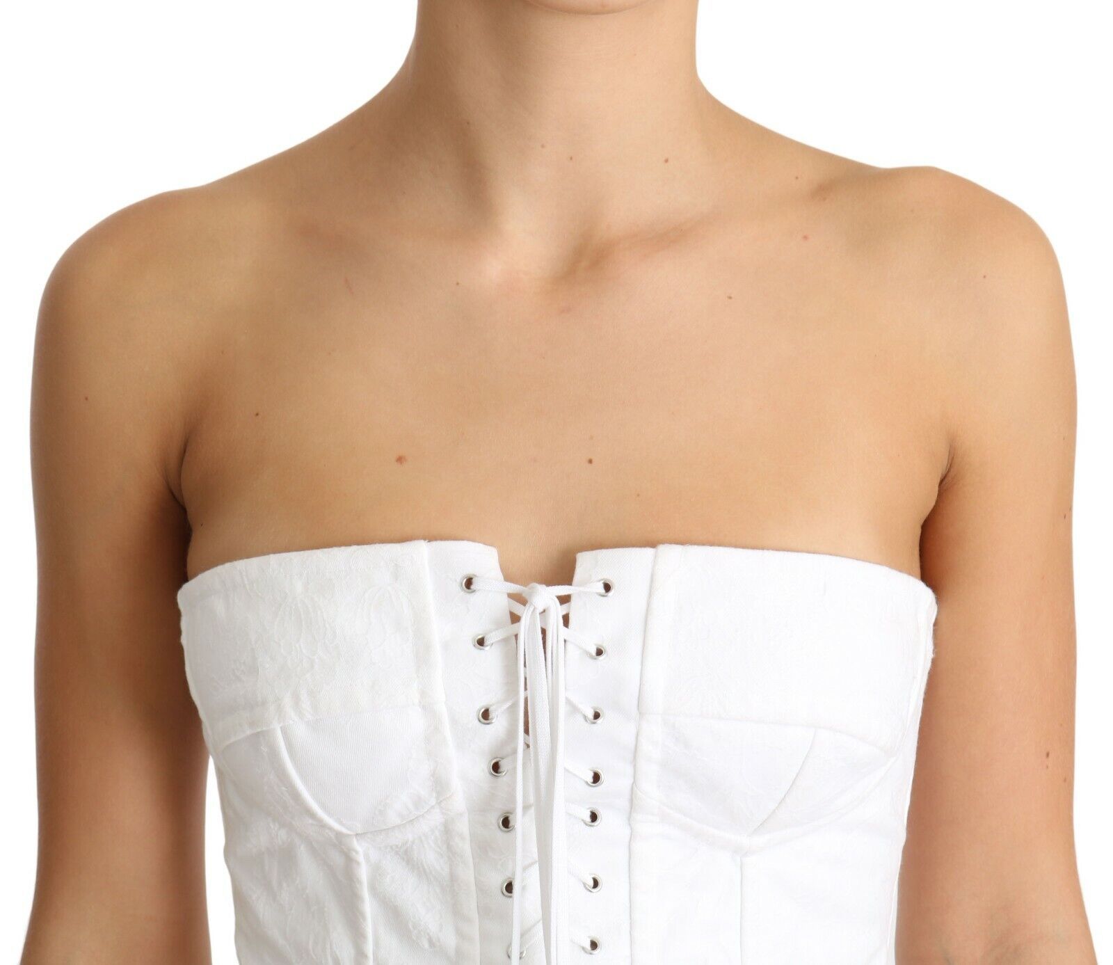Dolce & Gabbana Elegant White Strapless Corset Women's Top