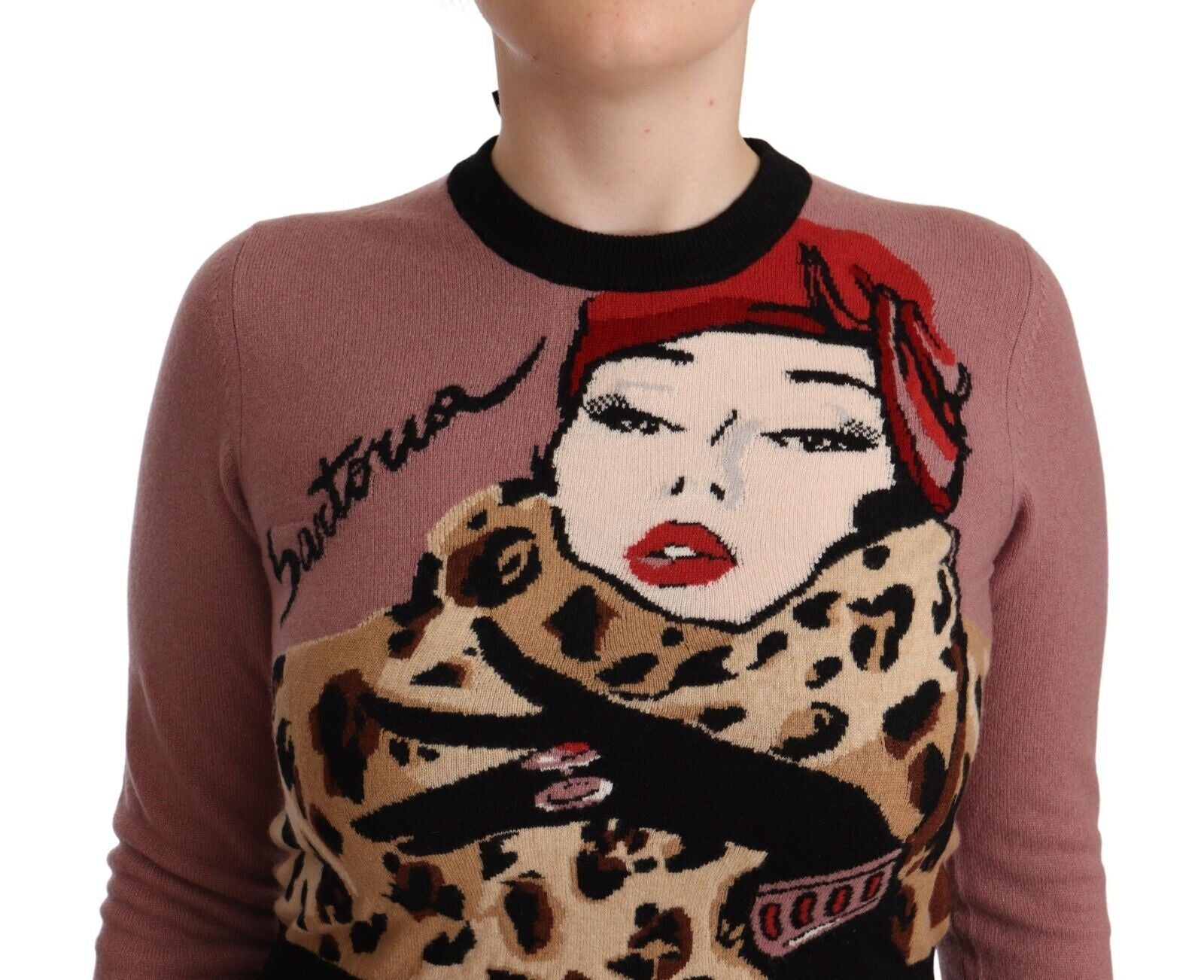 Dolce & Gabbana Pink Cashmere Crewneck Sartoria Pullover Women's Sweater