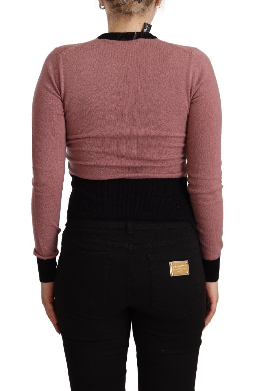 Dolce & Gabbana Pink Cashmere Crewneck Sartoria Pullover Women's Sweater