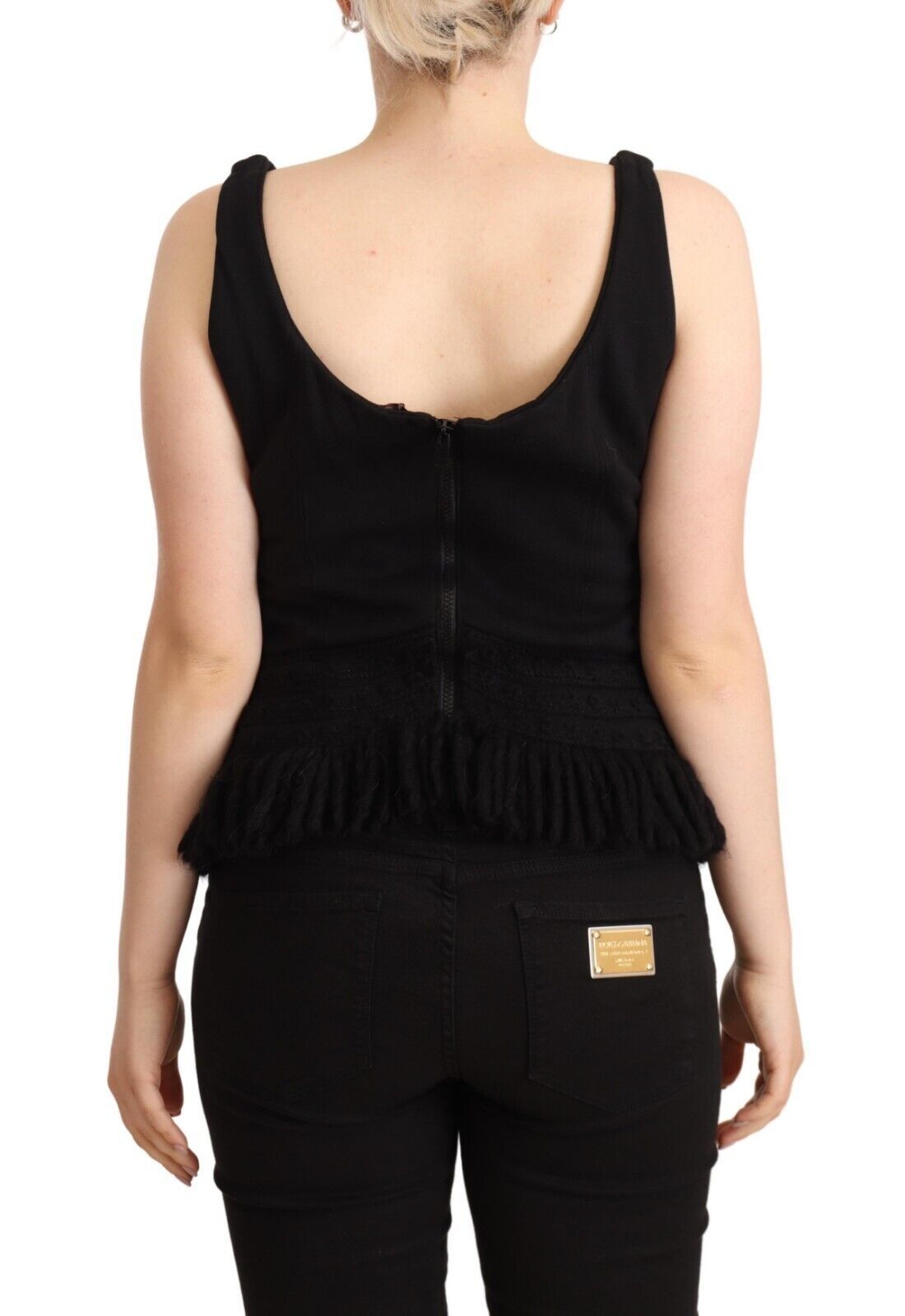 Ermanno Scervino Black Cotton Sleevelesss Tank Casual Women's Top