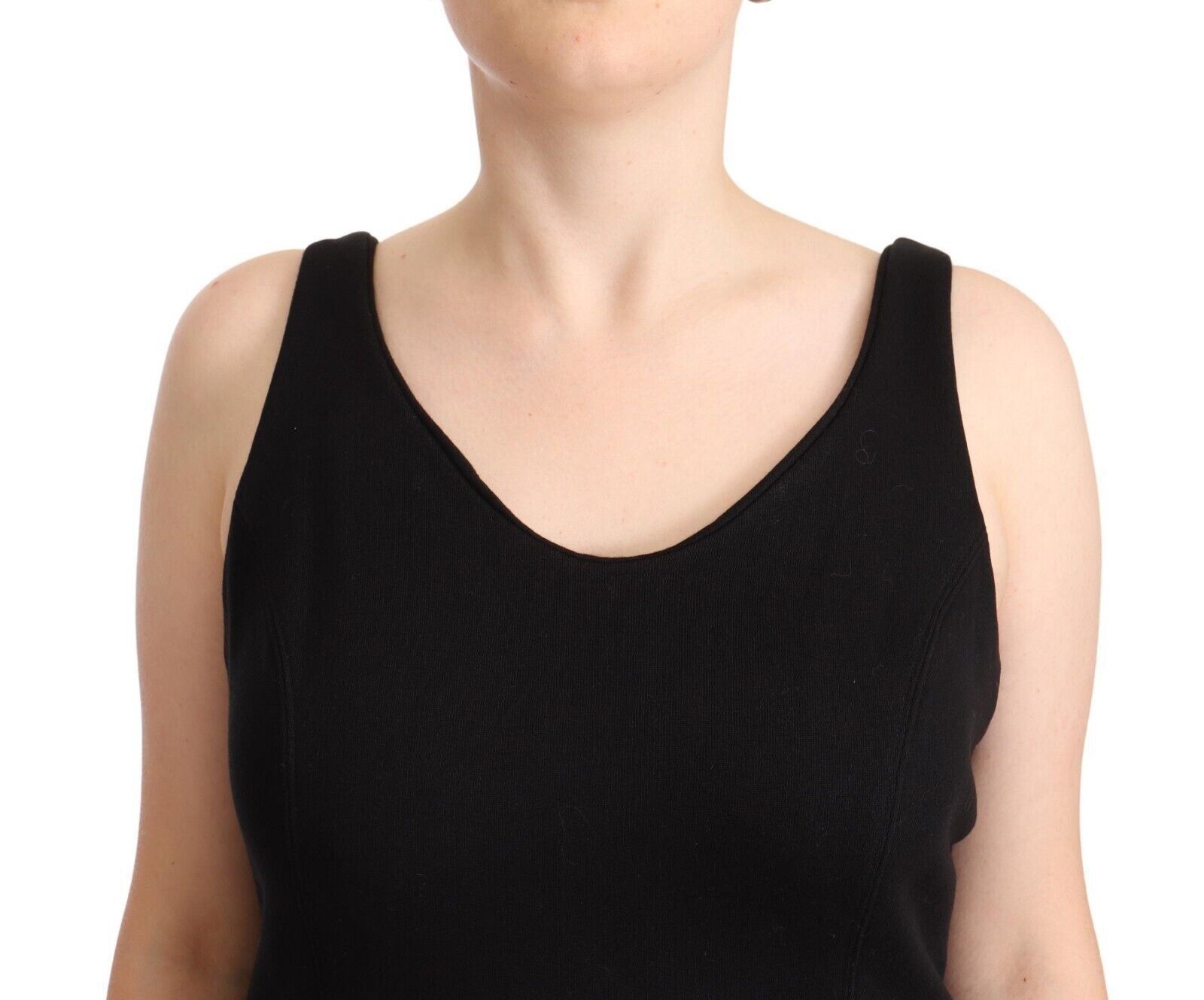 Ermanno Scervino Black Cotton Sleevelesss Tank Casual Women's Top