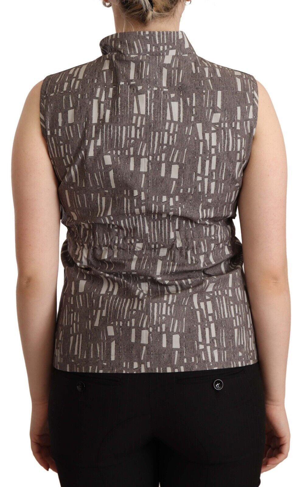 Comeforbreakfast Brown Black Vest Leather Sleeveless Top Women's Blouse