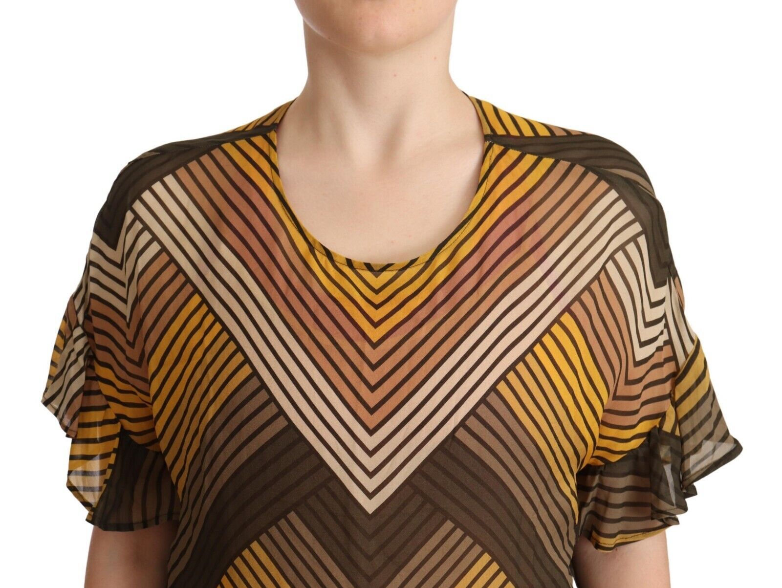 Twinset Multicolor Stripes Short Sleeves Round Neck Top Women's Blouse