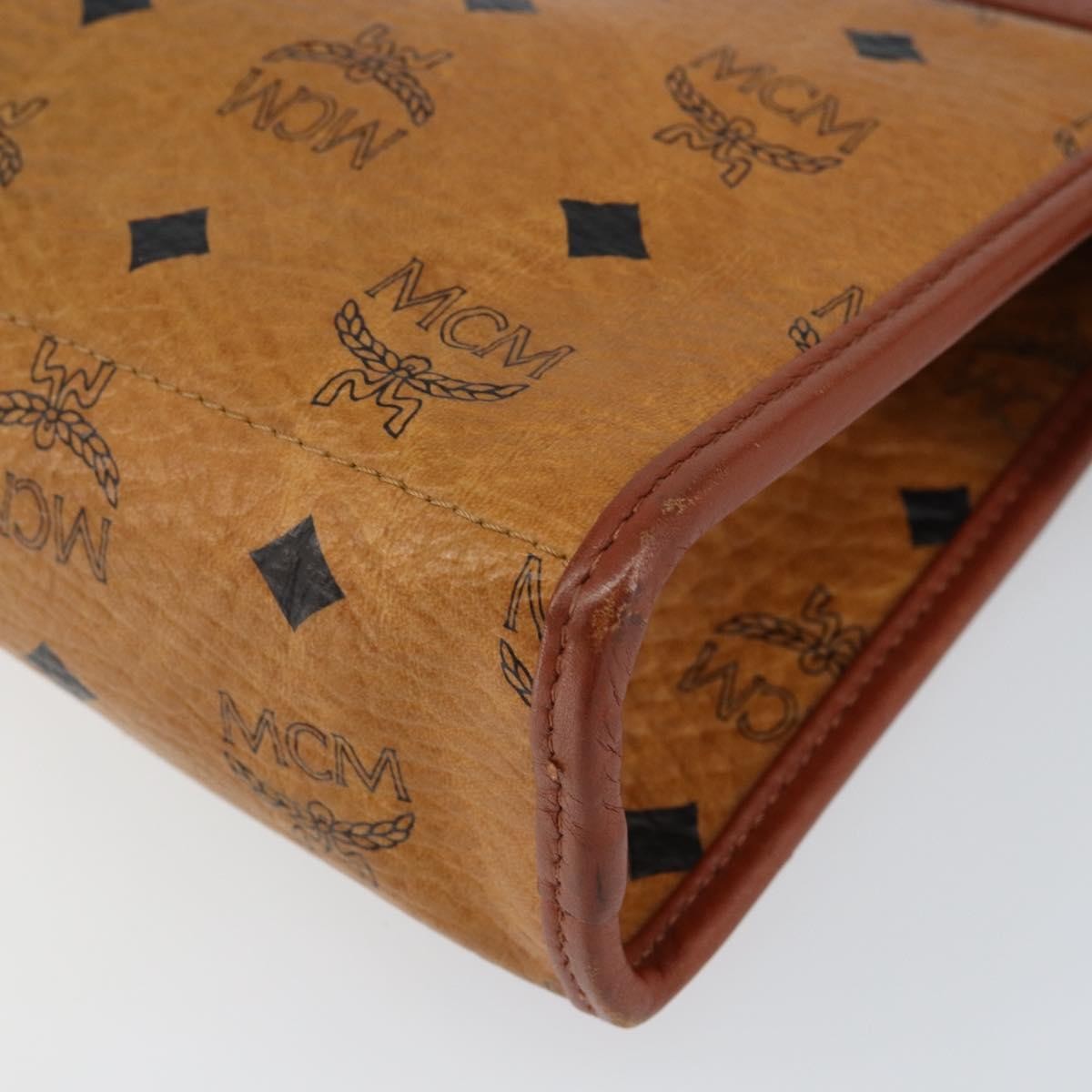 MCM Visetos Pvc Brown Canvas Clutche & Pouche Bag (Pre-Owned)