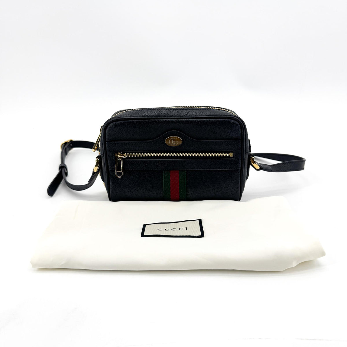 Gucci Ophidia Leather Black Leather Shoulder Bag Bag (Pre-Owned)