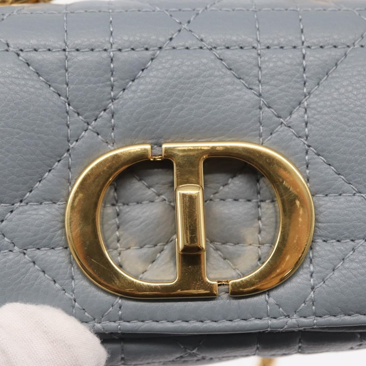 Christian Dior Caro Cannage Quilt Calfskin Blue Leather Shoulder Bag Bag (Pre-Owned)