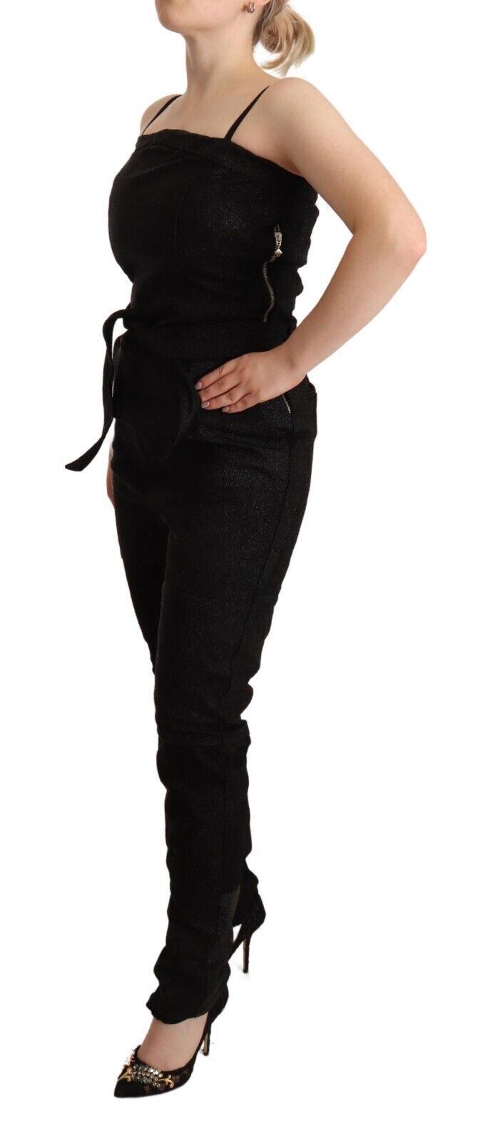 La Maison du Couturier Black Spaghetti Strap Jumpsuit Women's Dress