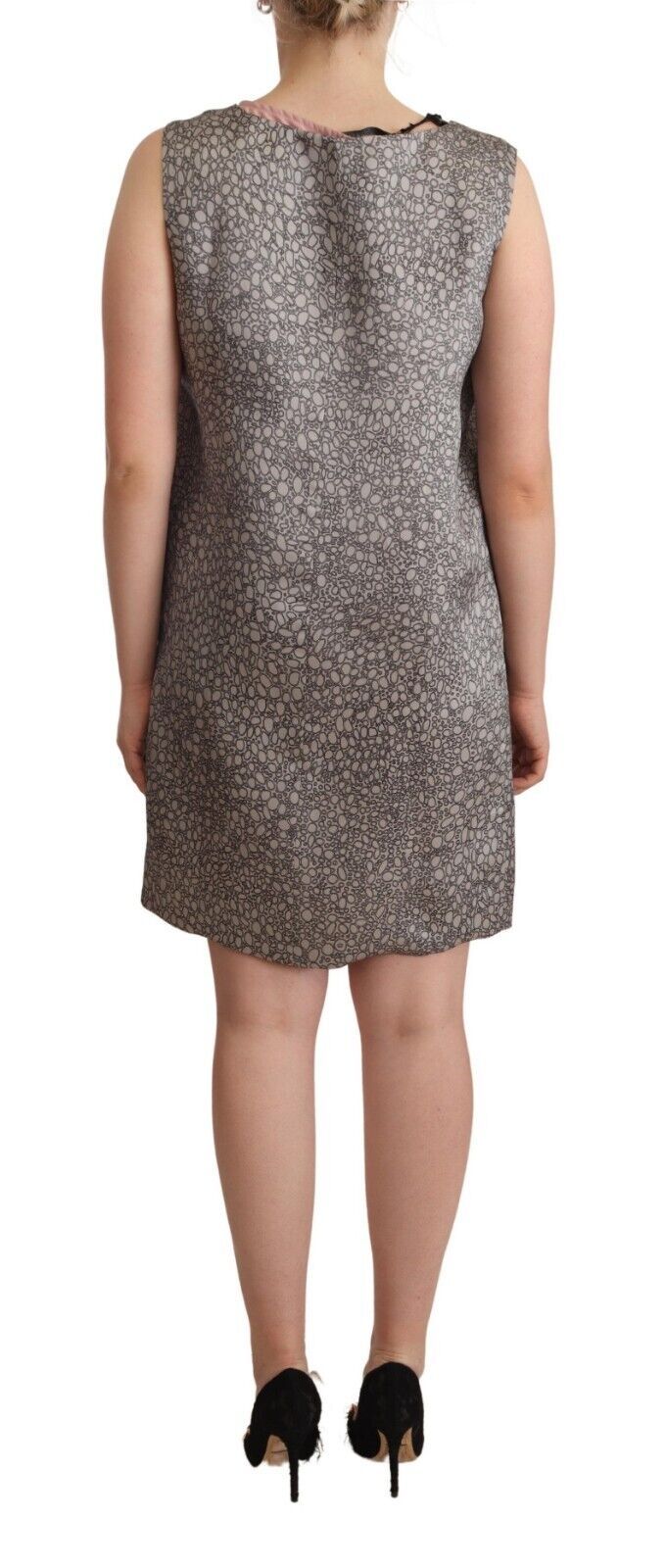 Comeforbreakfast Gray Sleeveless Shift Knee Length Women's Dress