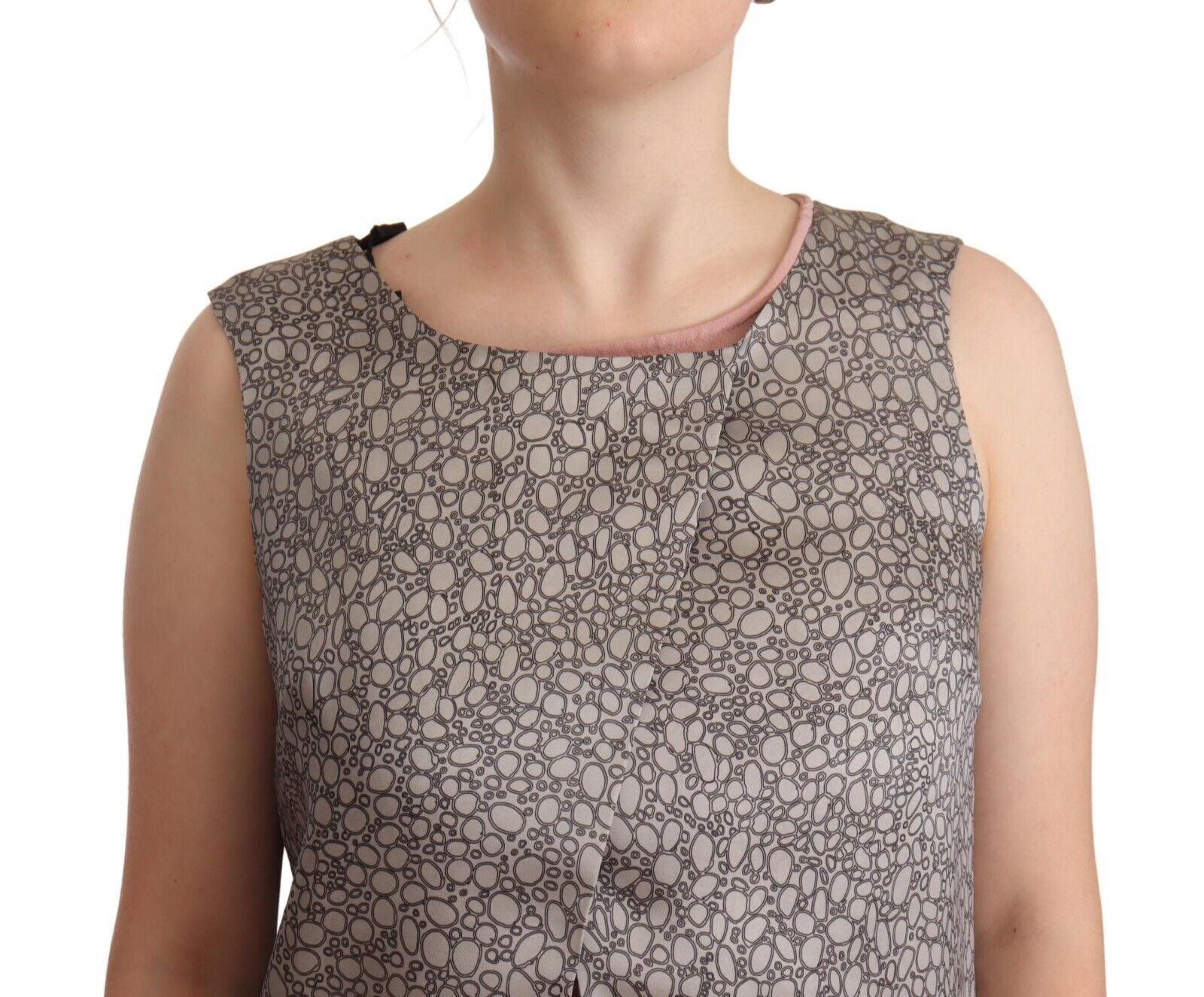 Comeforbreakfast Gray Sleeveless Shift Knee Length Women's Dress