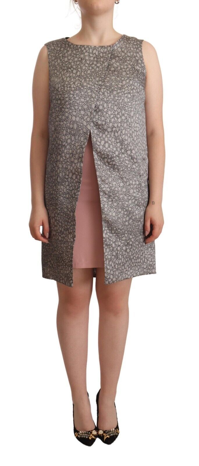 Comeforbreakfast Elegant Silk Shift Dress in Sophisticated Women's Gray