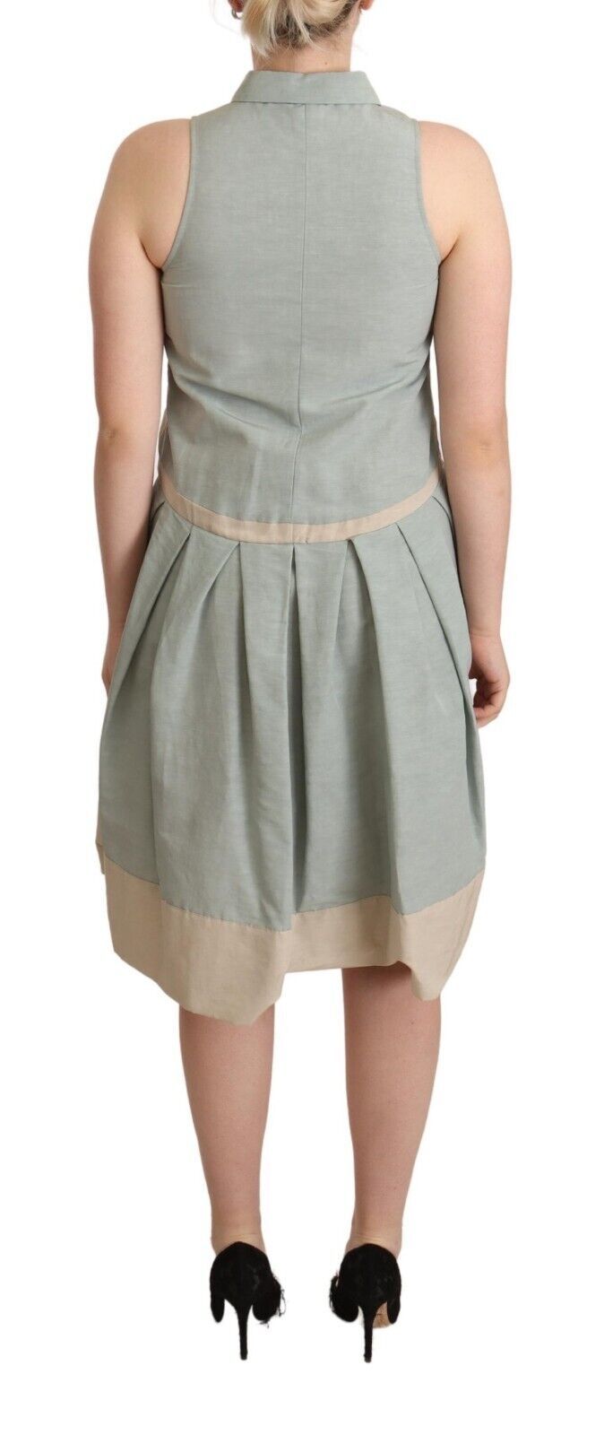 Comeforbreakfast Multicolor Collared Sleeveless Sheath Women's Dress