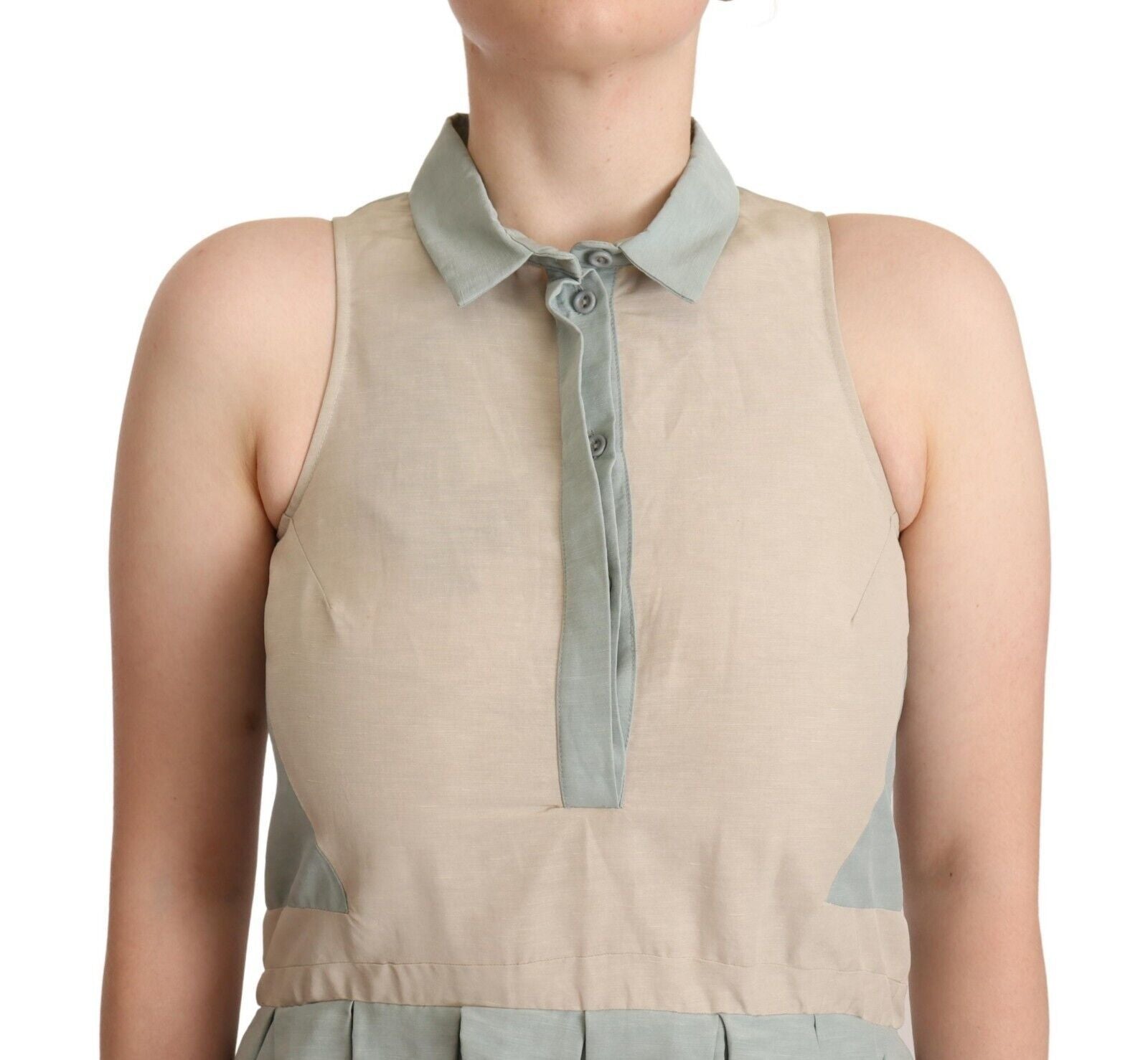 Comeforbreakfast Multicolor Collared Sleeveless Sheath Women's Dress