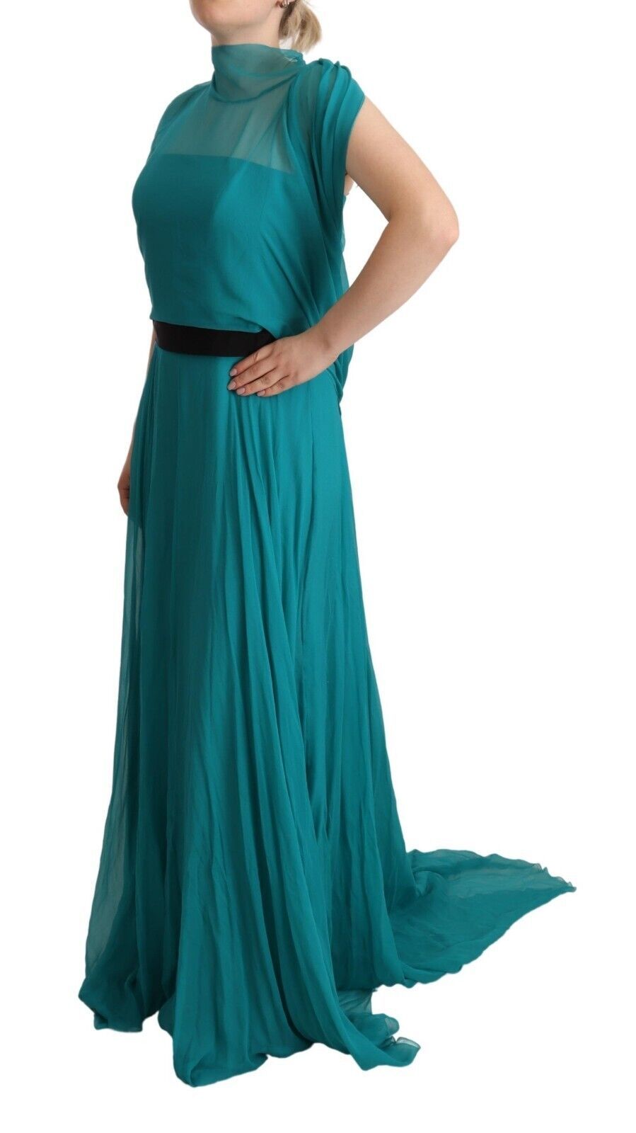 Alberta Ferretti Elegant Silk A-Line Long Dress in Women's Blue